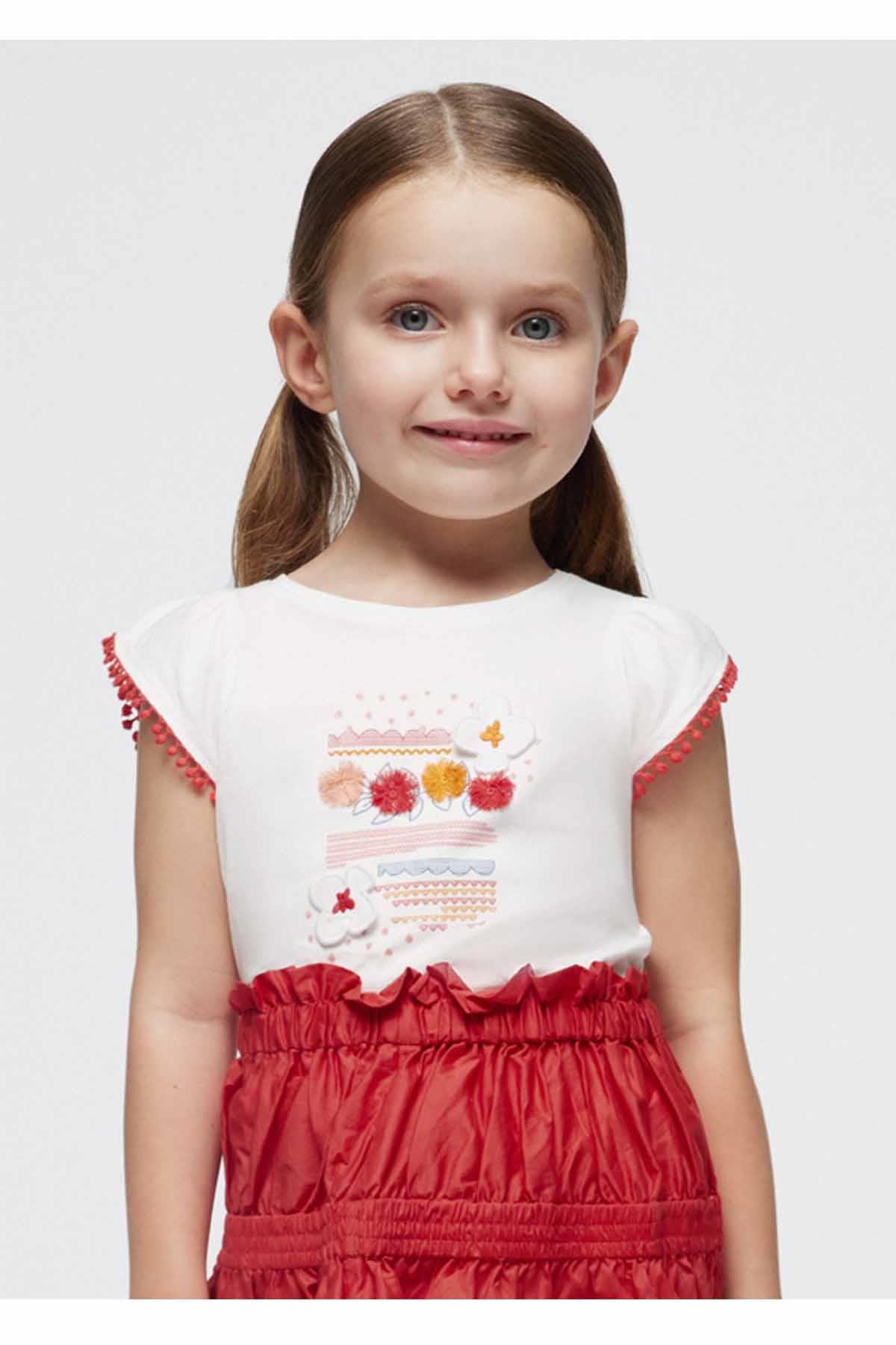 Mayoral Yazlık Kız Kolsuz T-shirt Beyaz