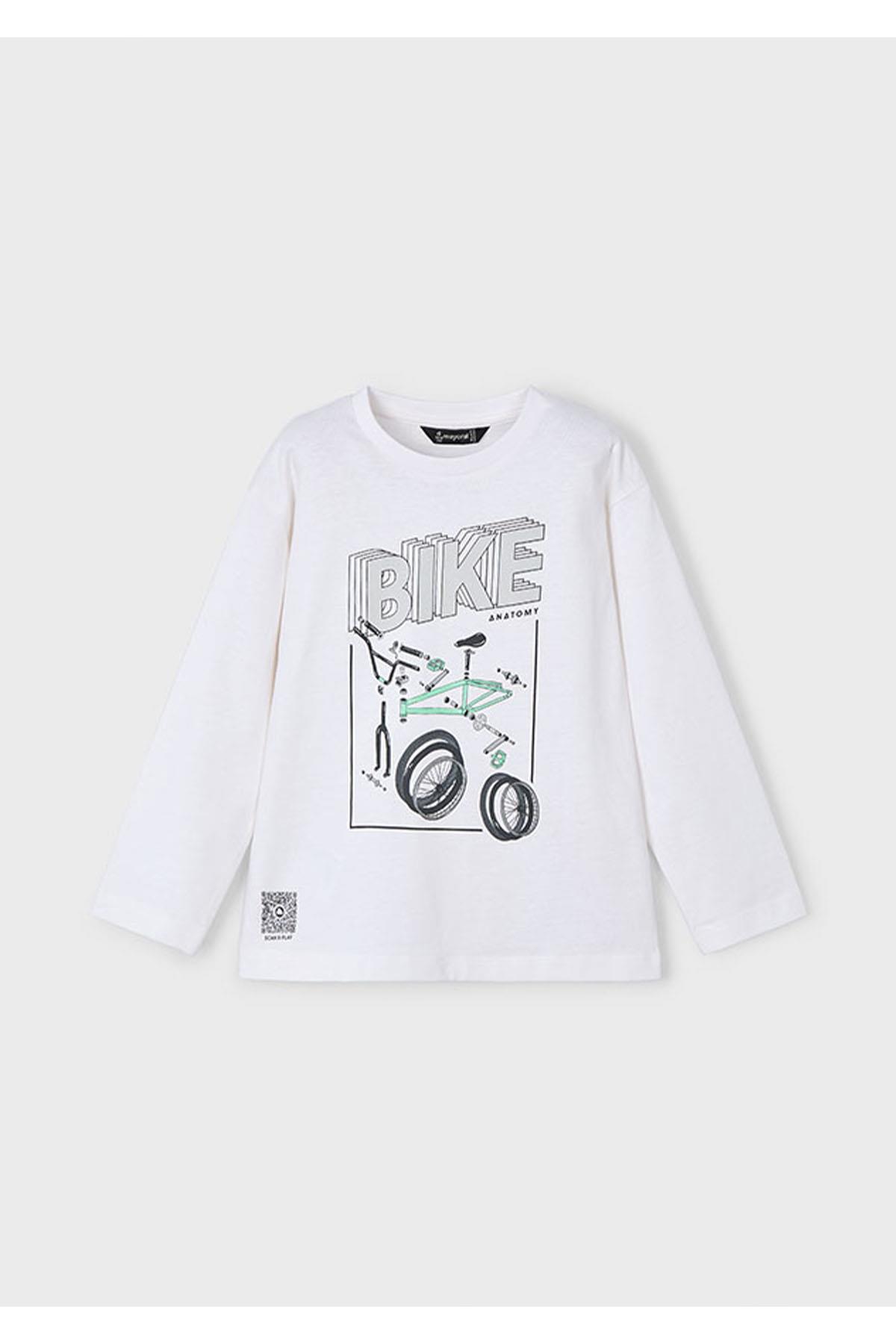 Mayoral Yazlık - Mevsimlik Erkek Çocuk Uzun Kol T-Shirt - Beyaz