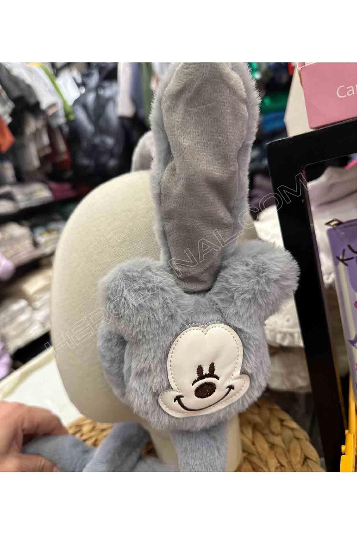 Mickey Mouse Oynar Sesli Peluş Kulaklık - Gri