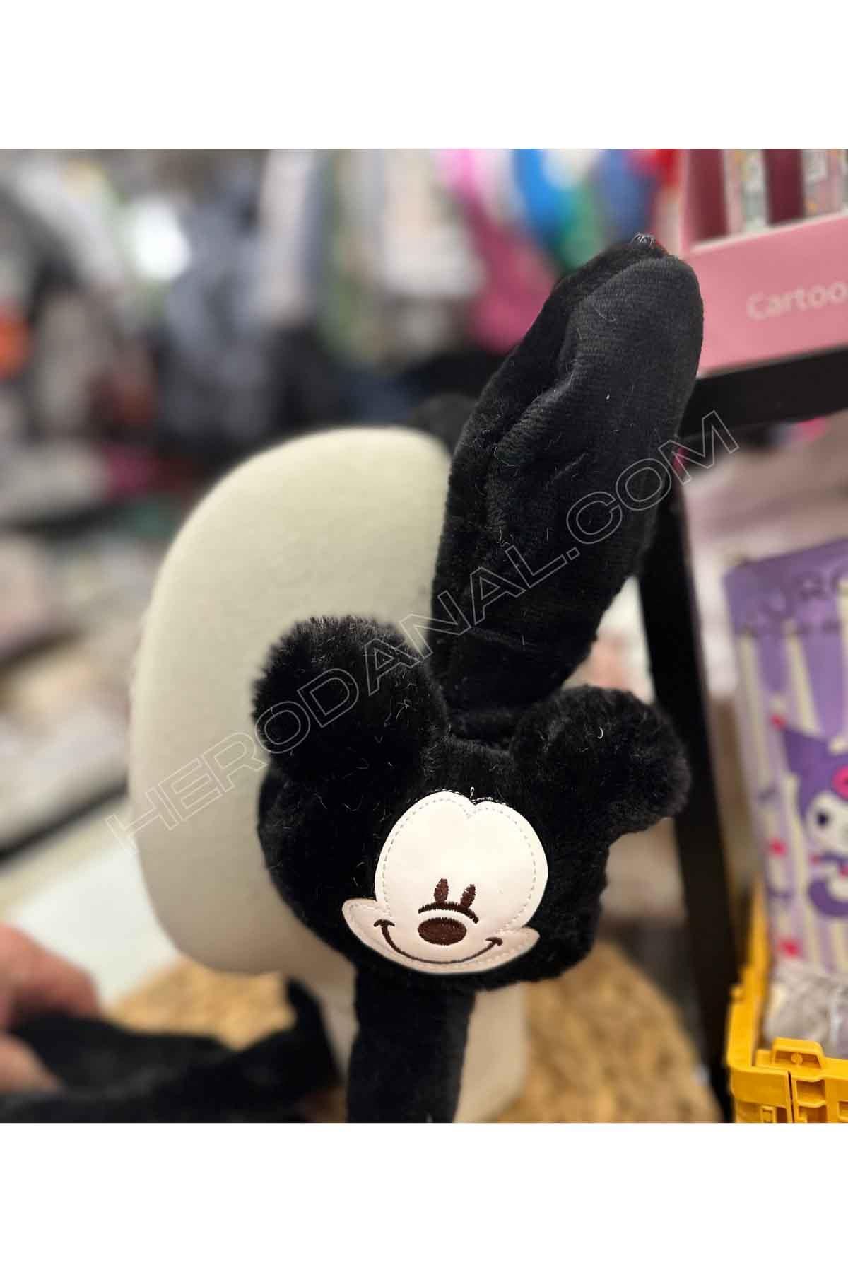 Mickey Mouse Oynar Sesli Peluş Kulaklık - Siyah