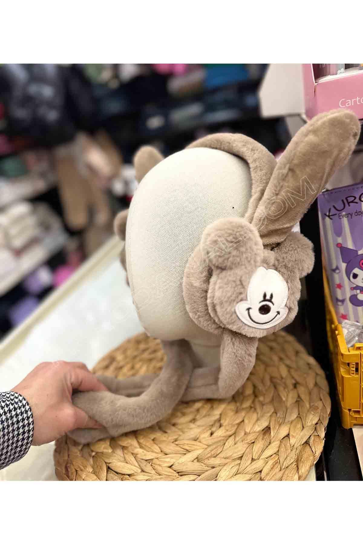 Mickey Mouse Oynar Sesli Peluş Kulaklık - Kahve