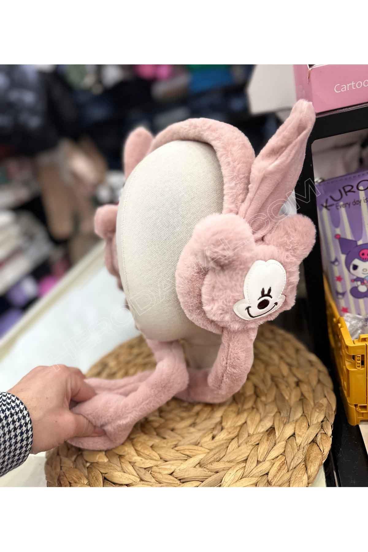 Mickey Mouse Oynar Sesli Peluş Kulaklık - Koyu Pembe