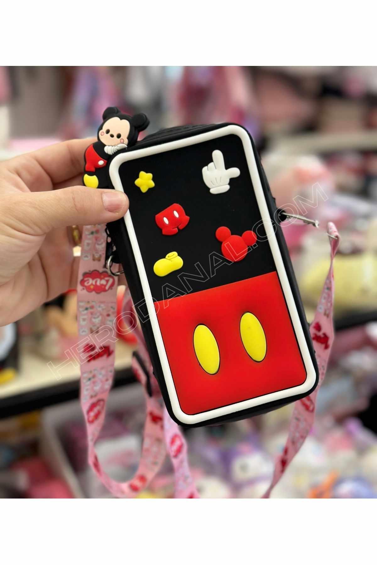 Mickey Silikon Telefon Çantası - Siyah