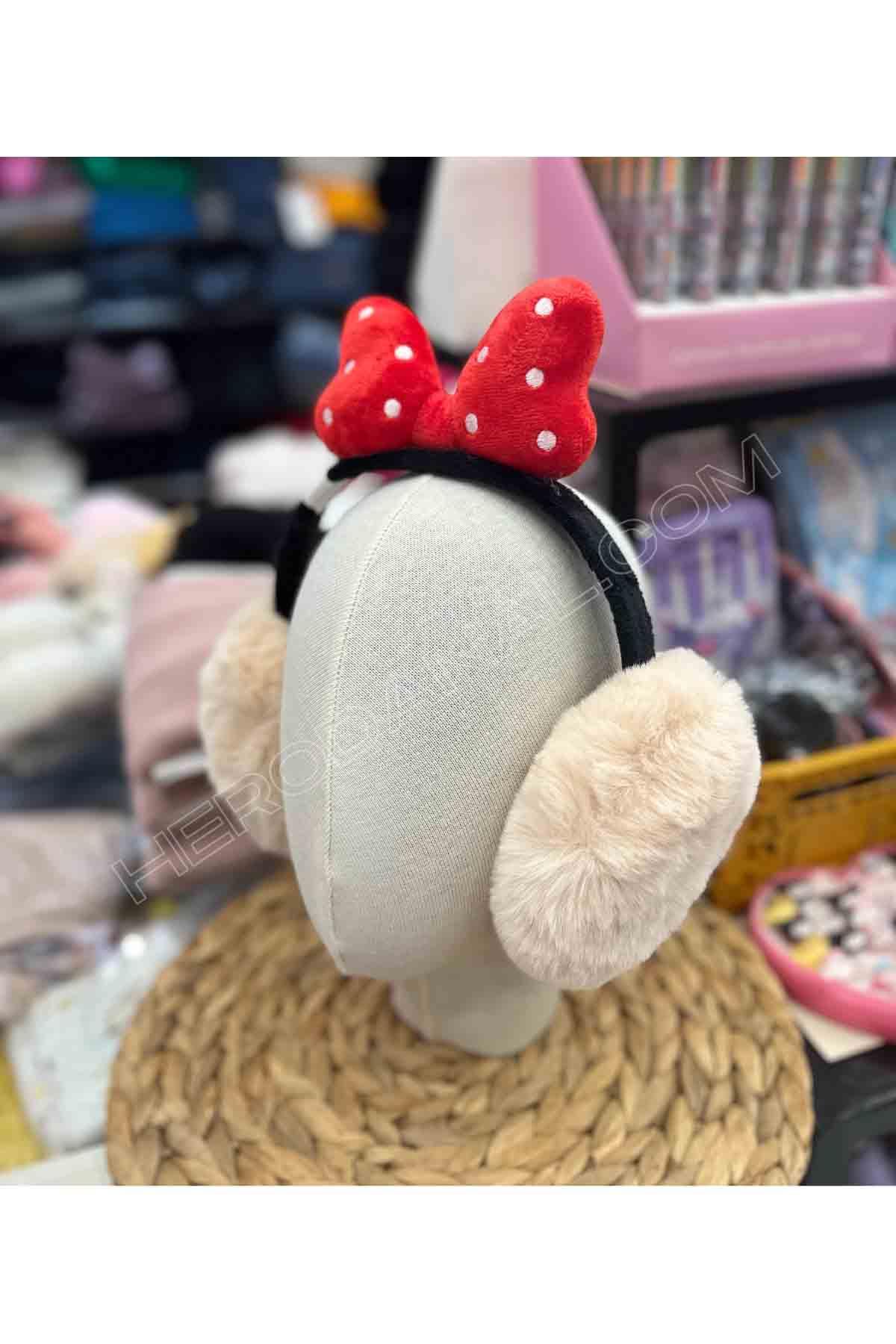 Minnie Mouse Katlanır Peluş Kulaklık - Bej