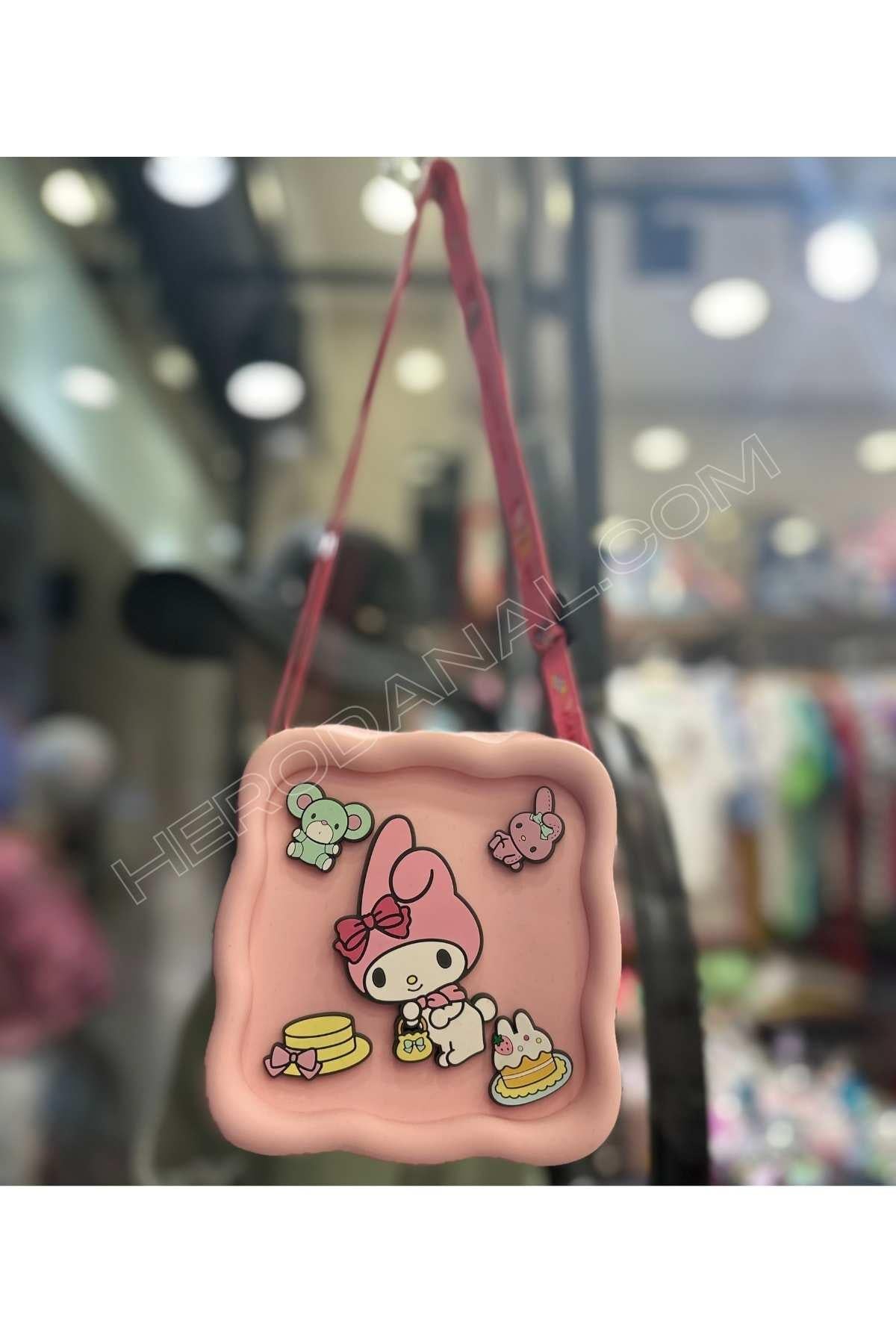 My Melody Askılı Kare Dolgulu Silikon Çanta - Siyah