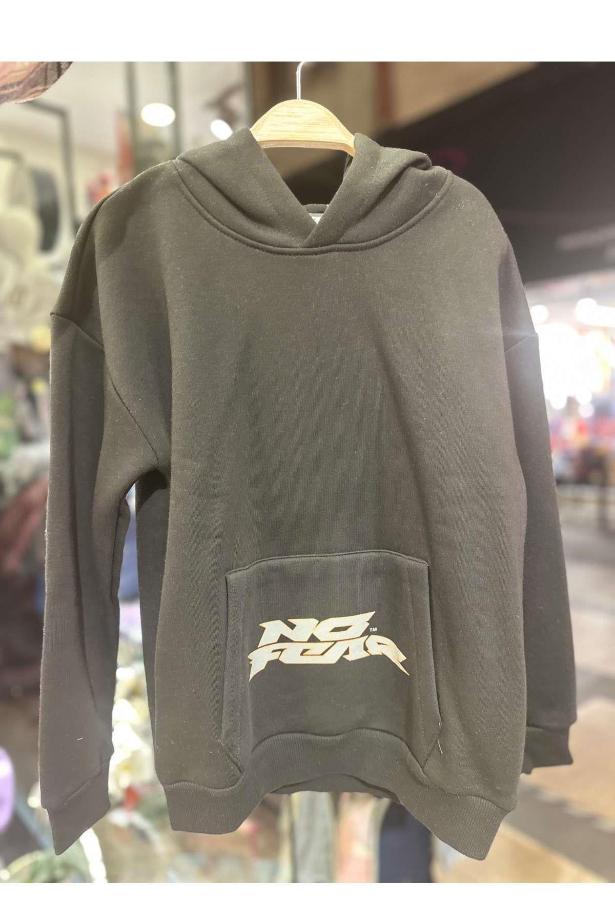 No Fear Çocuk Baskılı ŞARDONLU Sweatshirt - Siyah