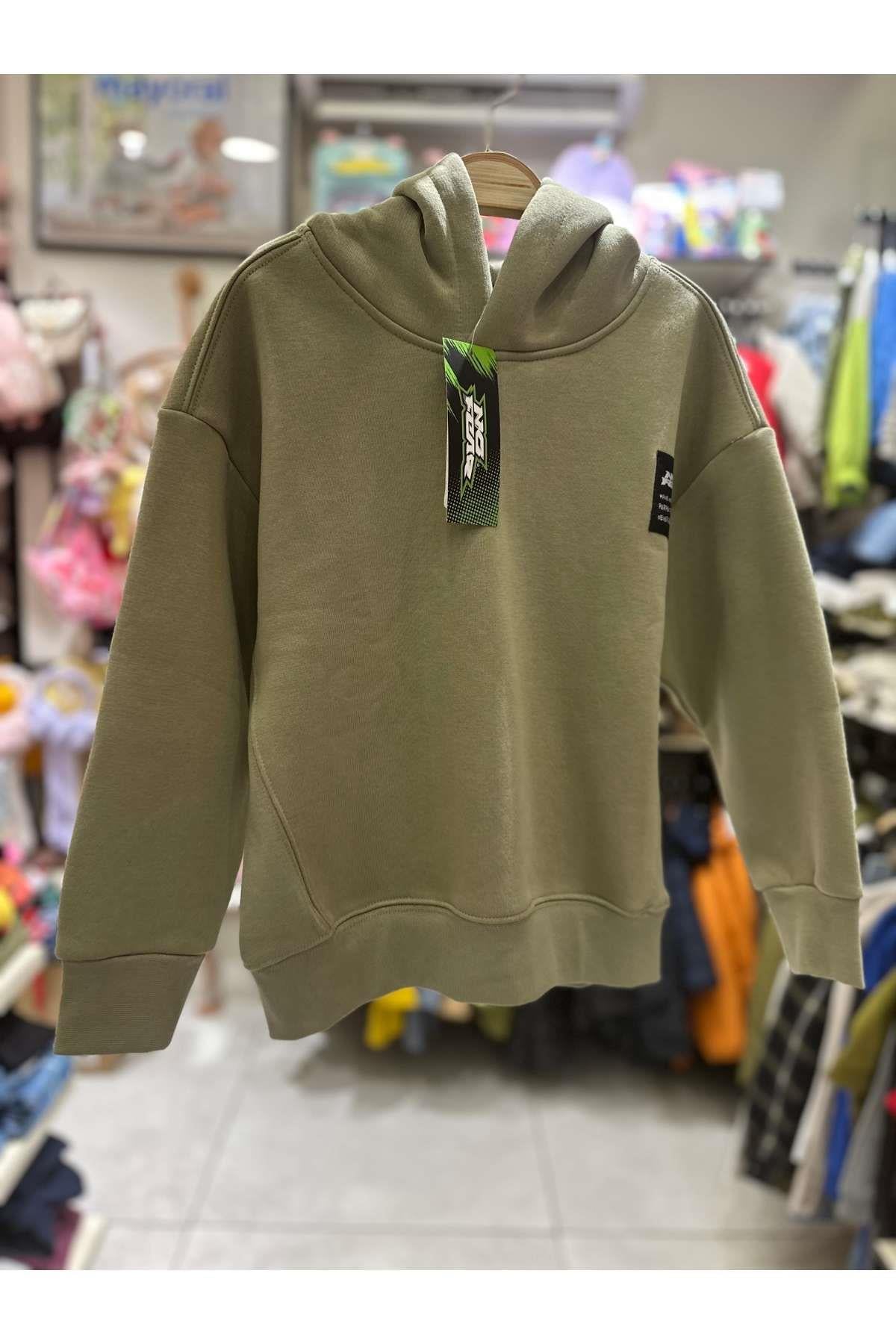 No Fear Çocuk Baskılı ŞARDONLU Sweatshirt - Haki