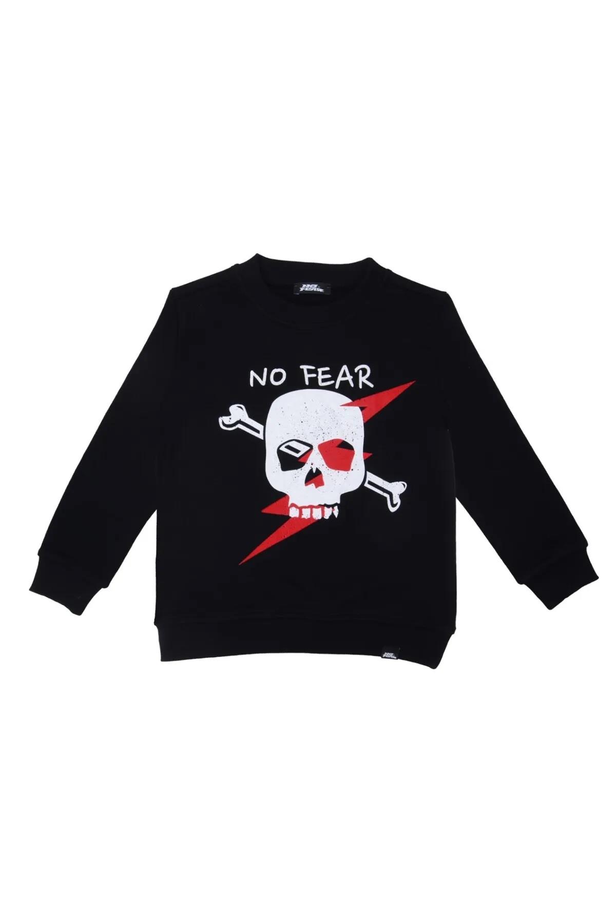 No Fear Erkek Çocuk Baskılı Sweatshirt - Siyah