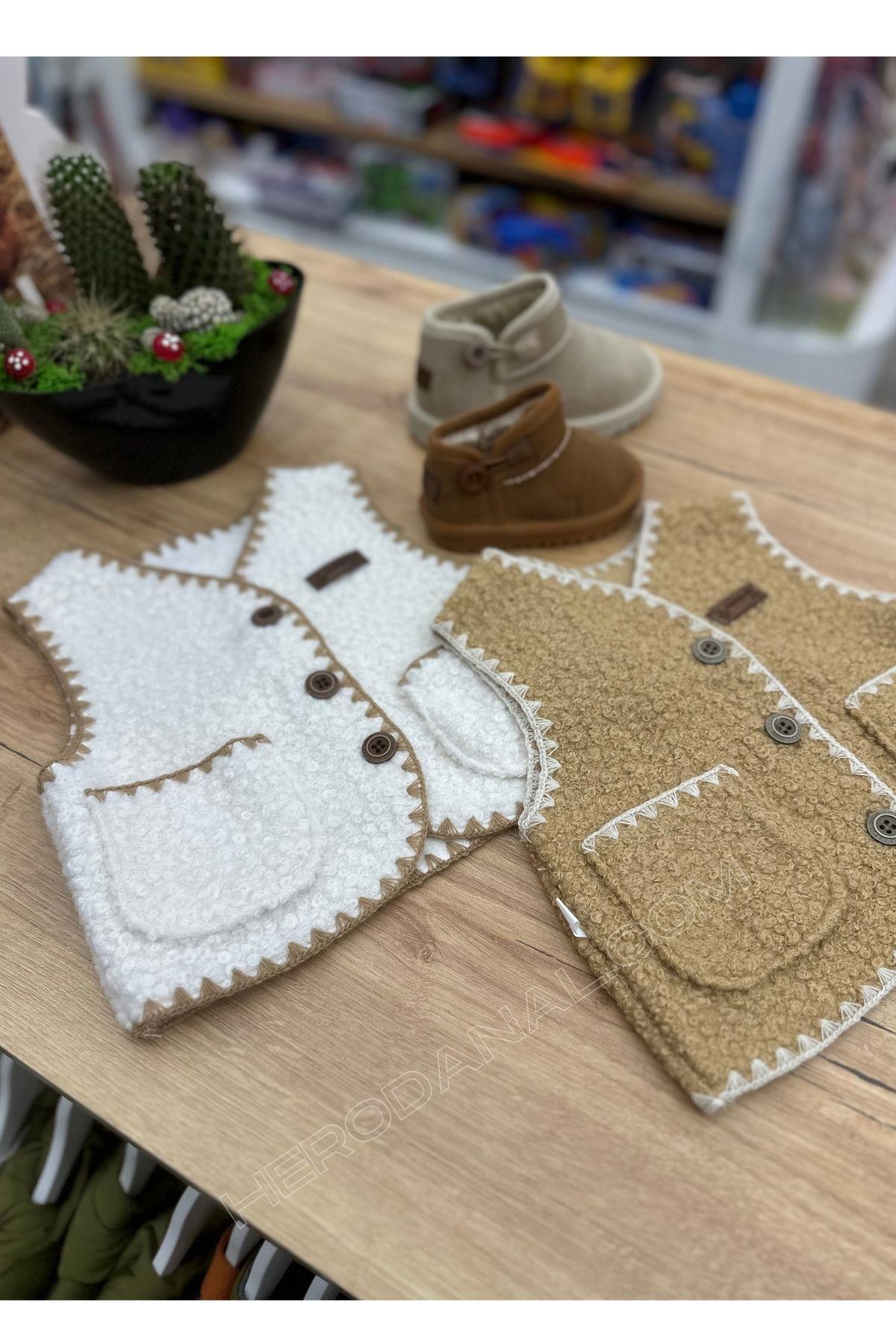 Nome Unisex Kışlık Bebek Yelek - Ekru