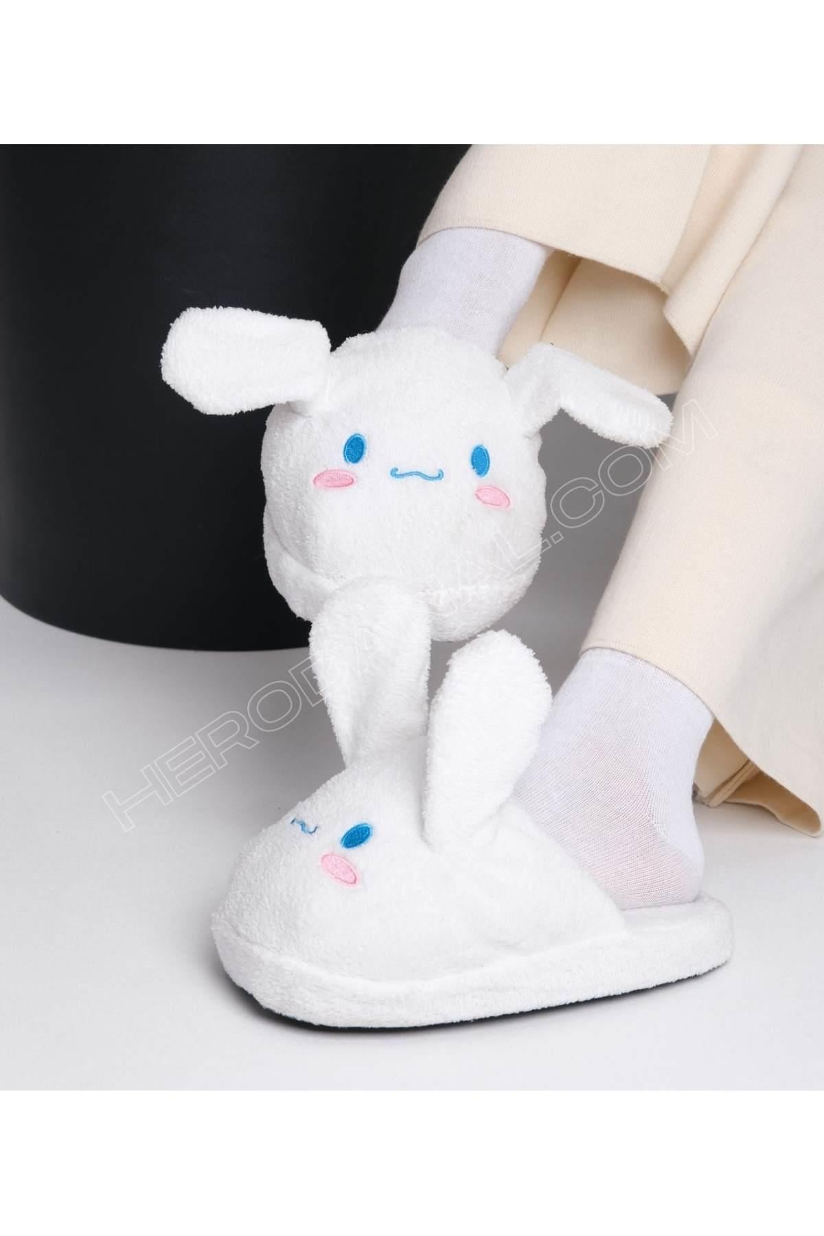 Oynar Kulak Pelüş Terlik - Cinnamoroll - Beyaz
