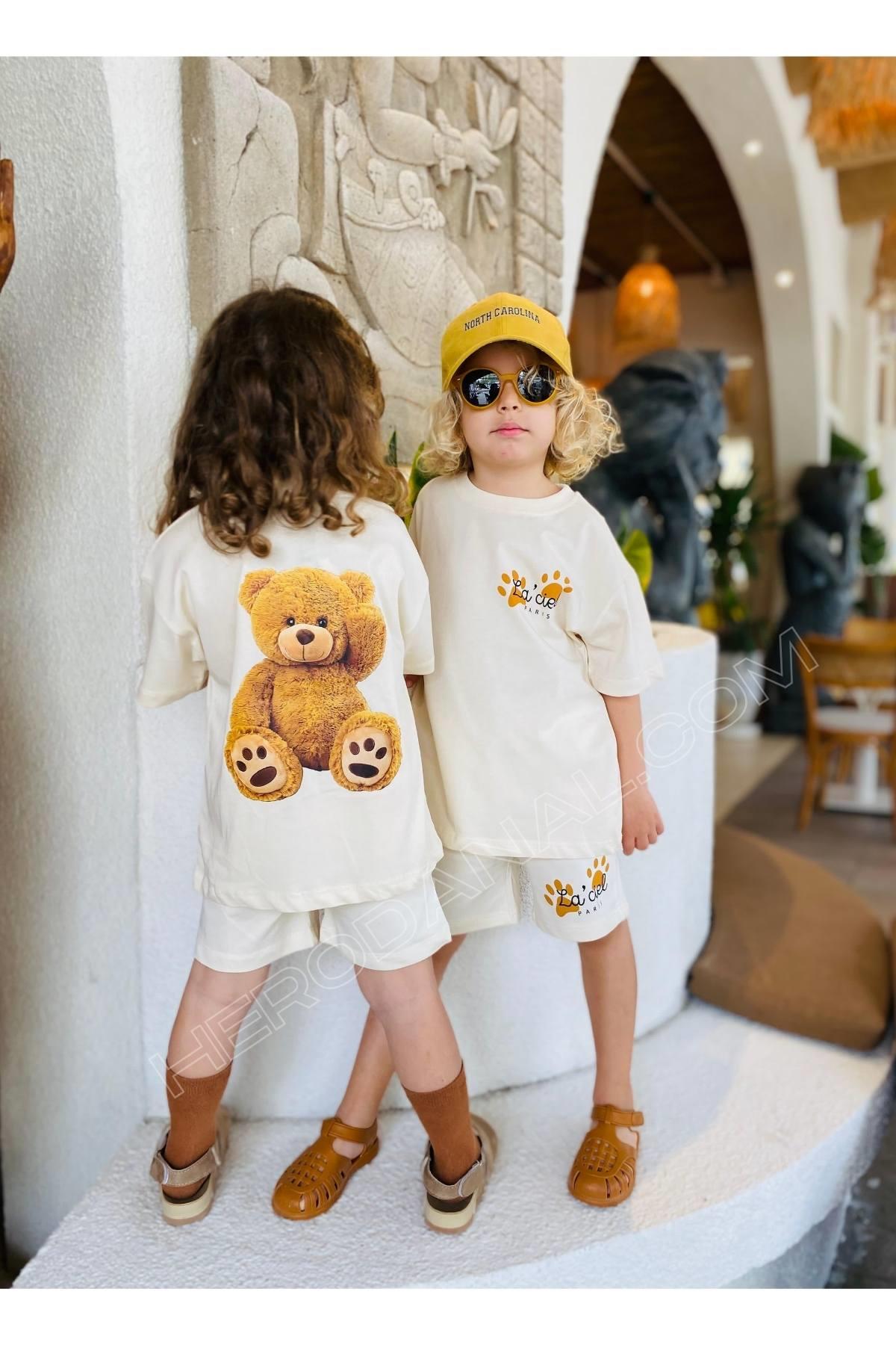Pati ve Ayıcıklı Baskı Unisex Çocuk Takım