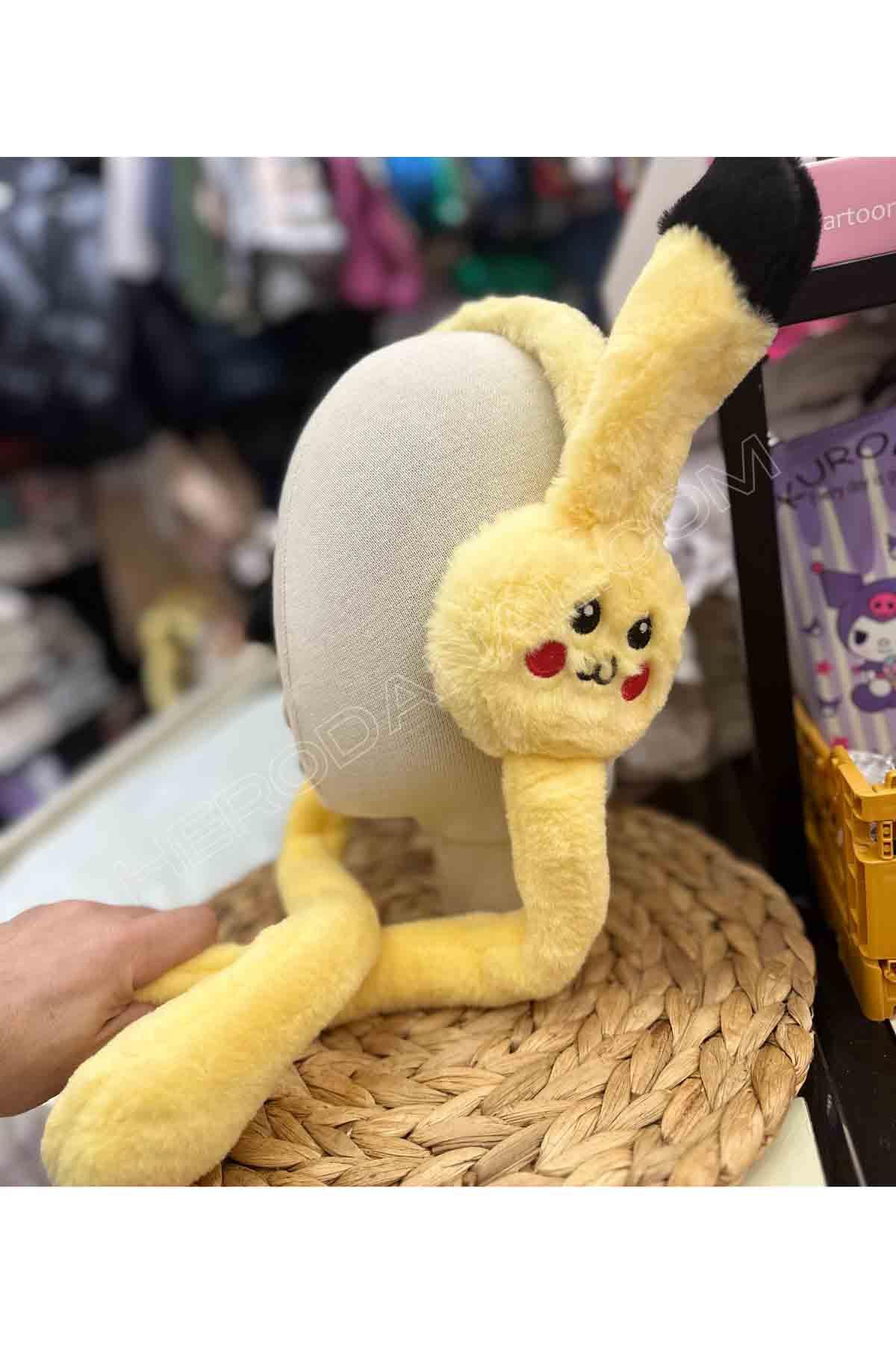 Pikacu Temalu Oynar Peluş Kulaklık - Sarı