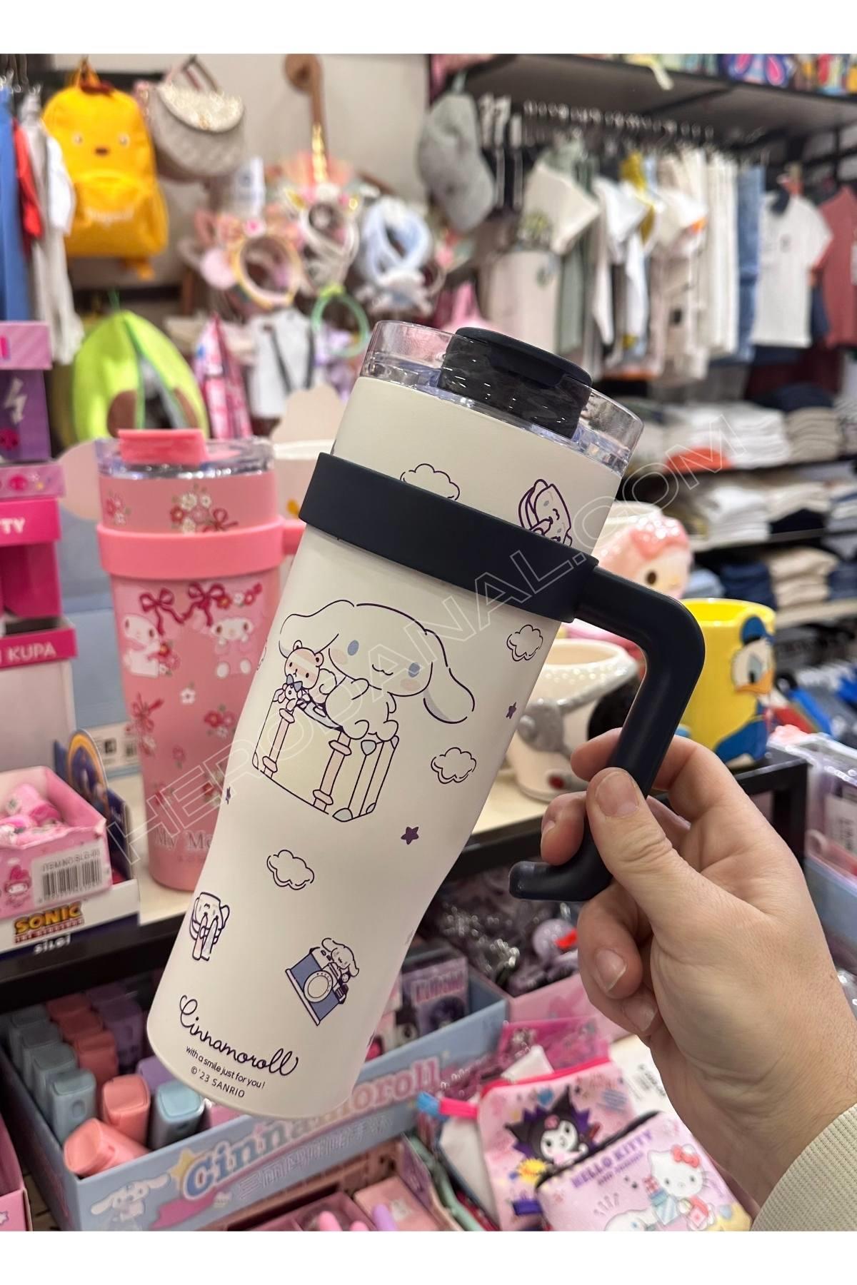 Sanrio 1200ml Çelik Pipetli Çelik Termus Bardak - Cinnamoroll