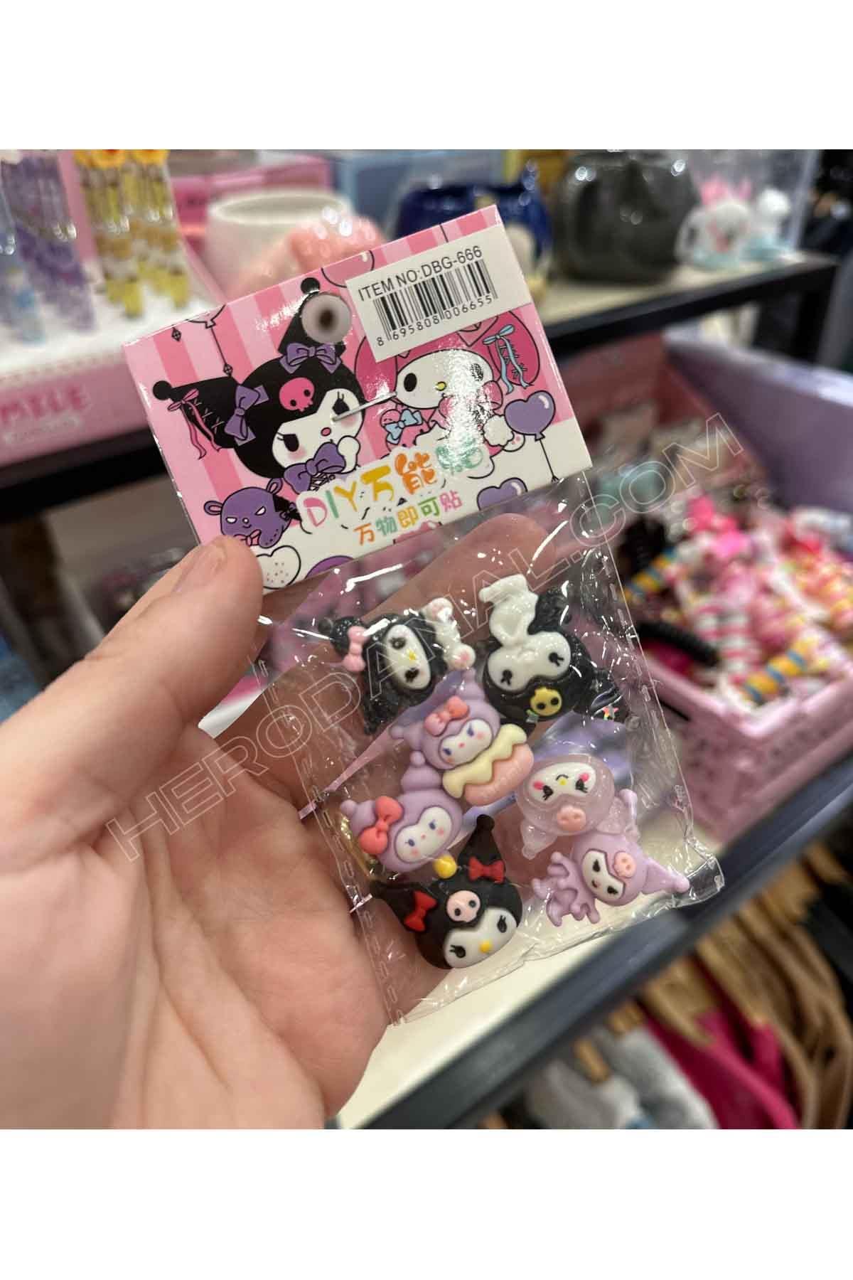 Sanrio 7'li 3D Yapışkanlı Sticker - Kuromi