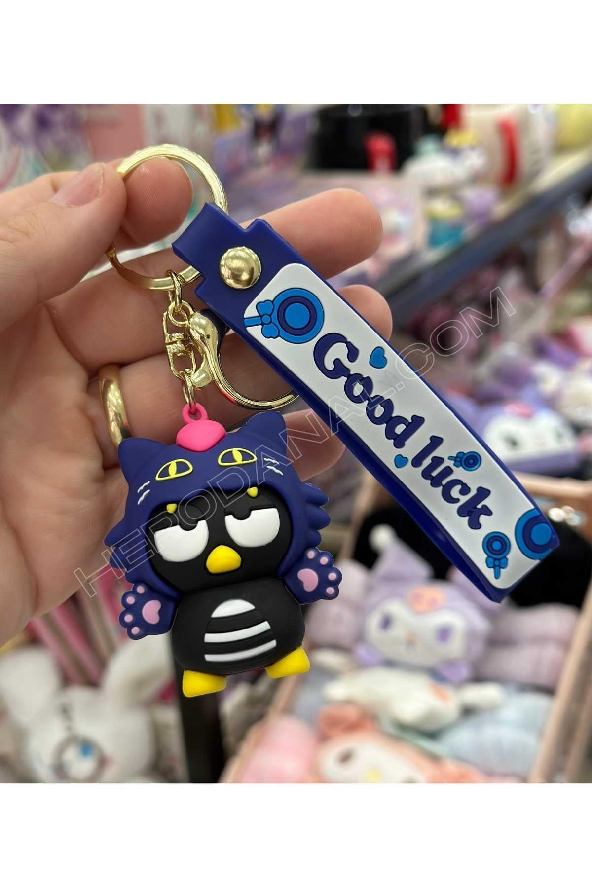 Sanrio Badtz-Maru İri Boy Silkon Anahtarlık - Good Luck