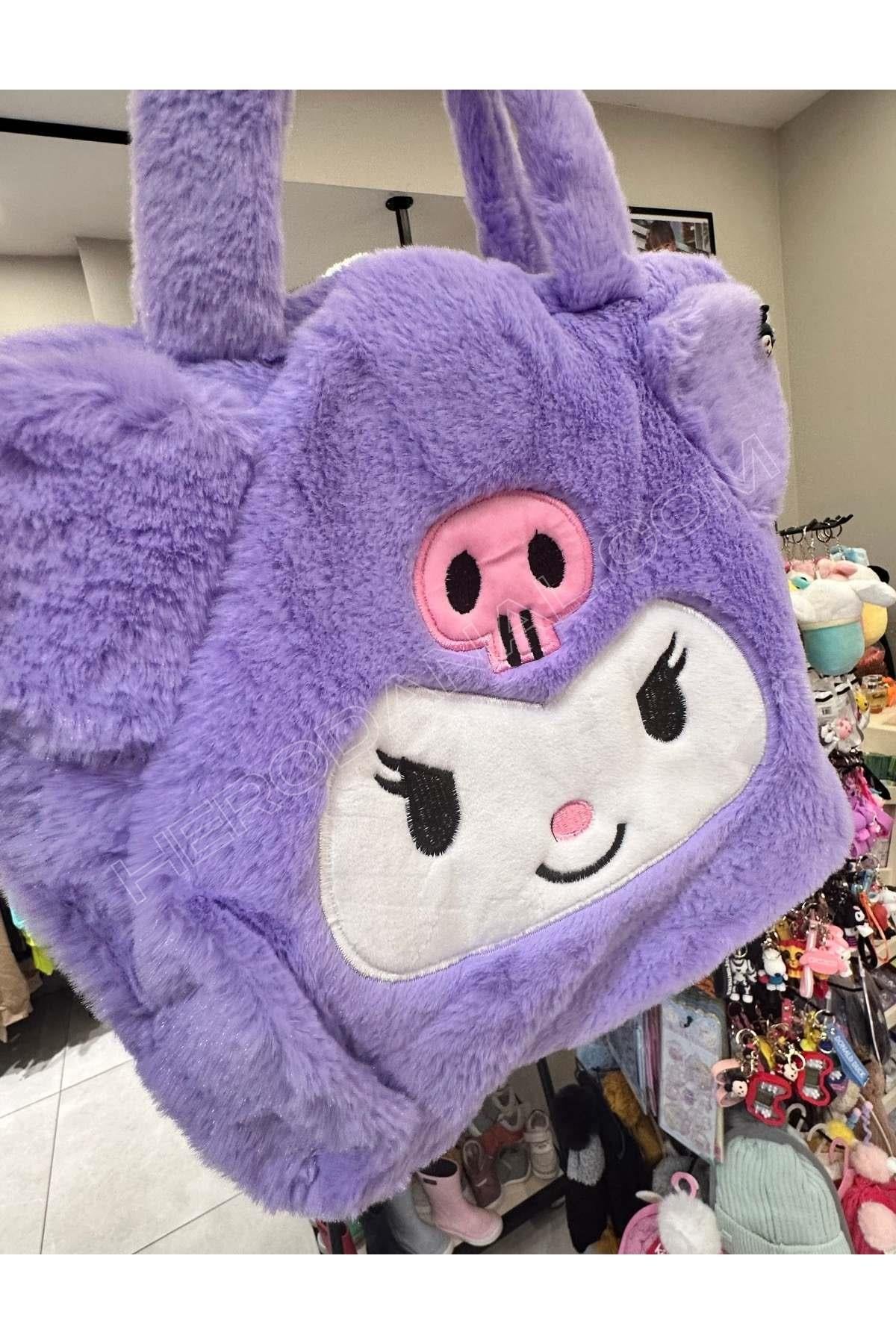 Sanrio El Çantası 28x34 CM Peluş - Mor Kuromi