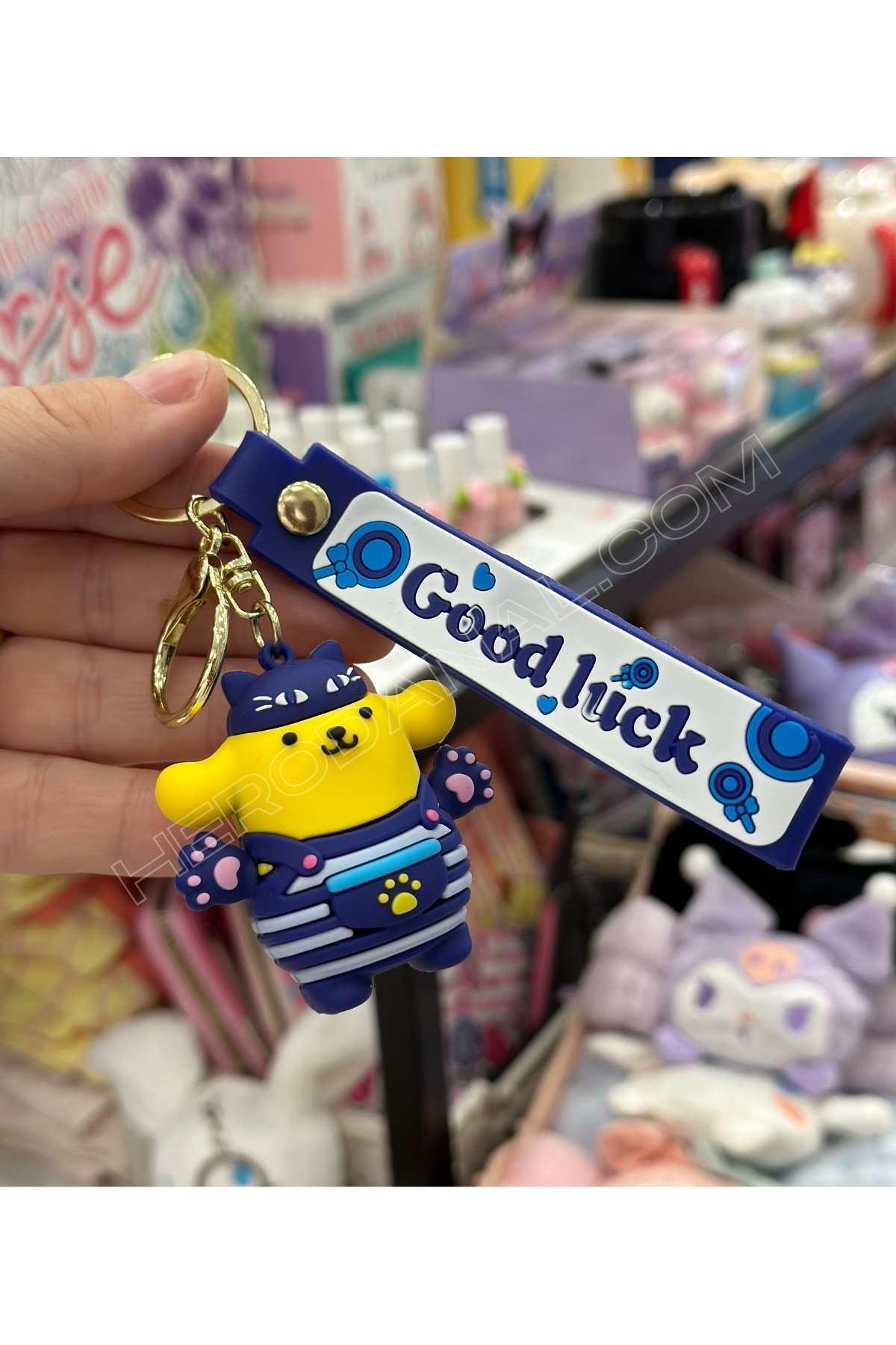 Sanrio Pompompurin İri Boy Silkon Anahtarlık - Good Luck