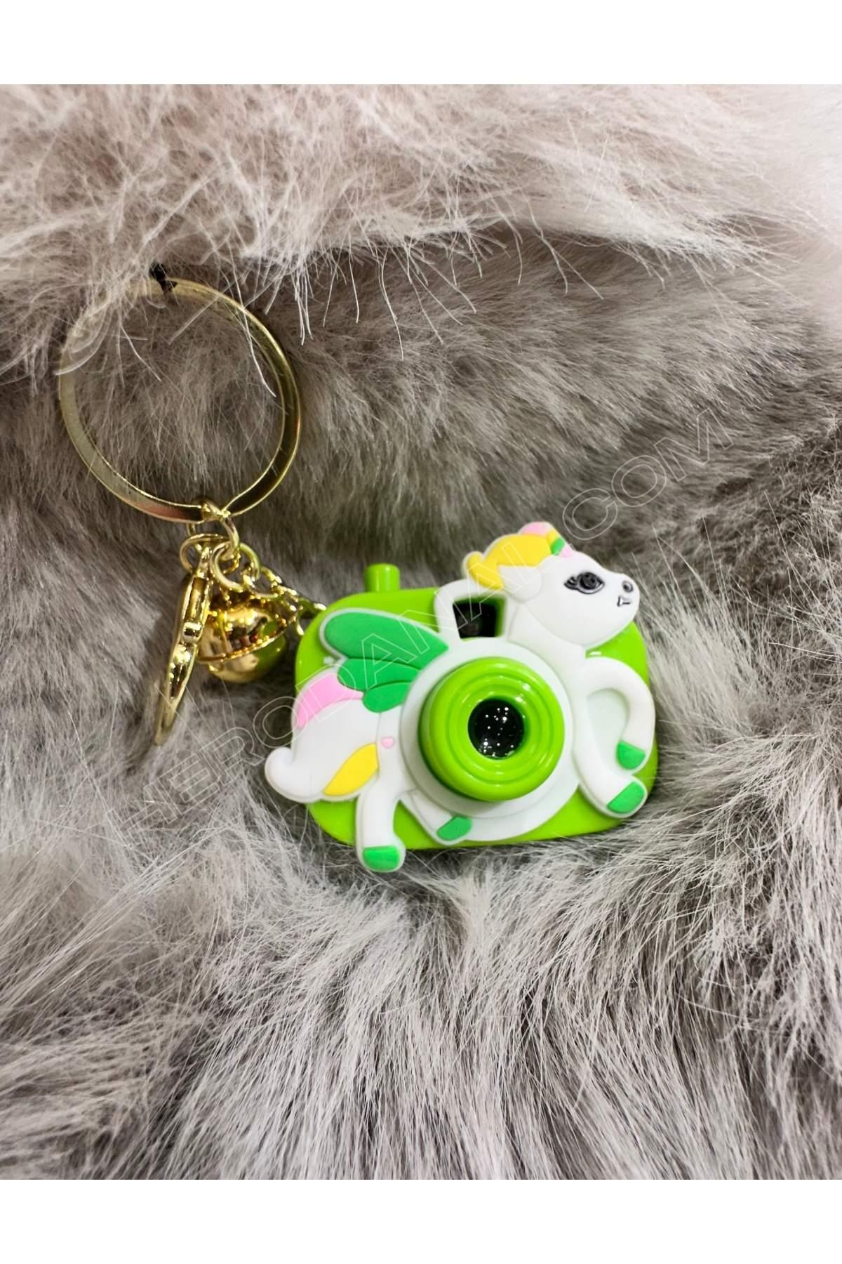 Sanrio Resim Yansıtmalı Fotoğraf Makinesi Modelli Anahtarlık - Unicorn - Yeşil