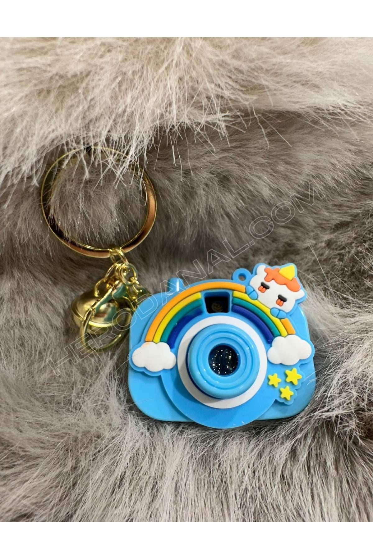 Sanrio Resim Yansıtmalı Fotoğraf Makinesi Modelli Anahtarlık - Unicorn - Mavi