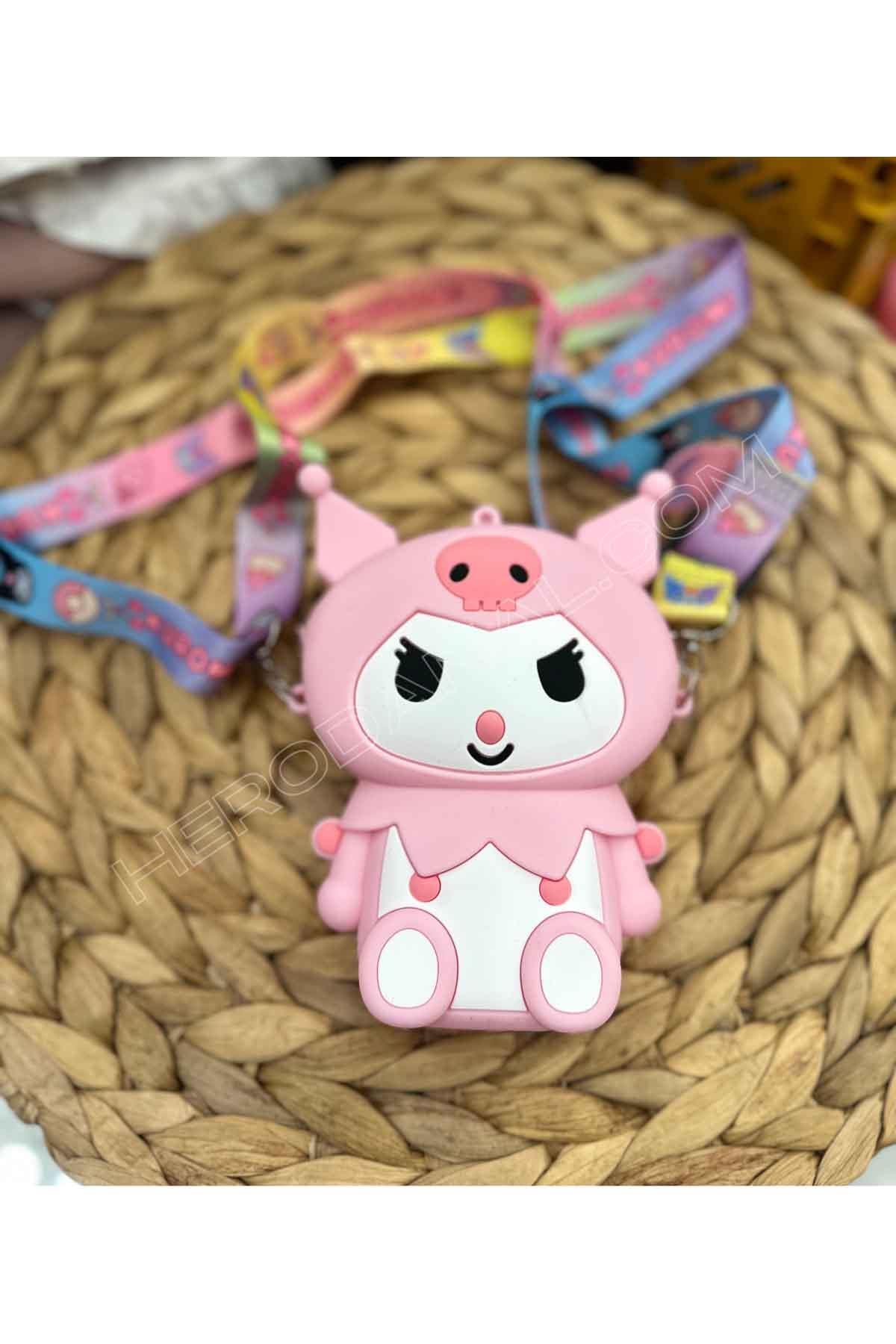 Sevimli Kuromi Dik Silikon Çanta - Açık Pembe