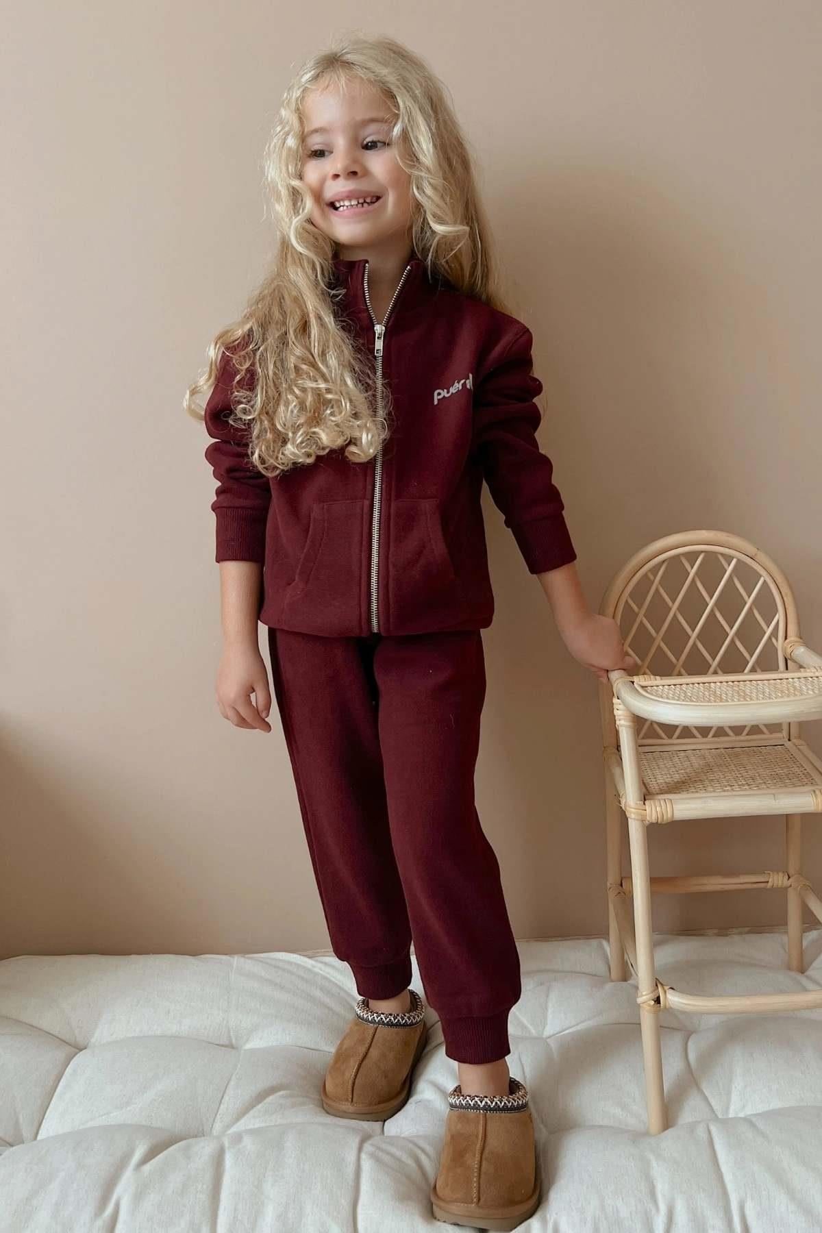 Soft Kolej Ceket Eşofman Takımı-Bordo