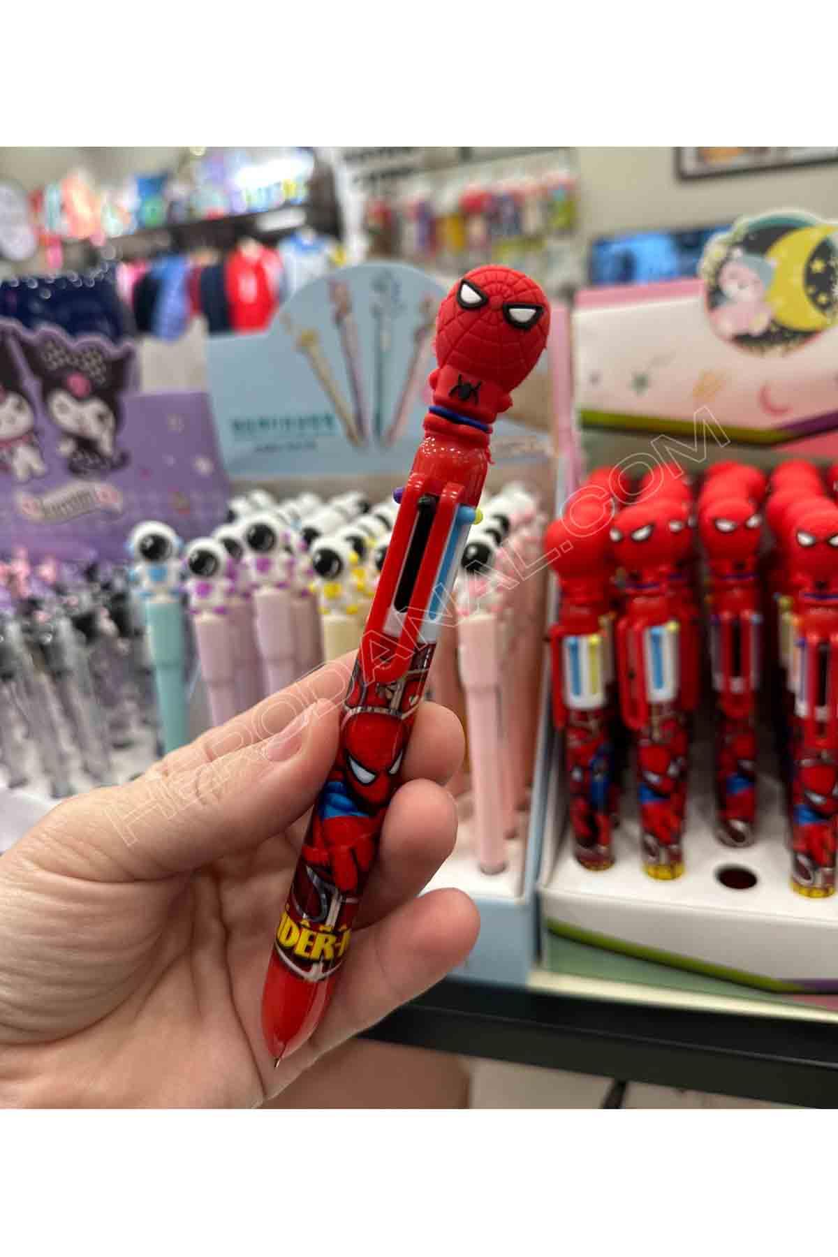 Spider Man Tasarımlı 6 Renkli Tükenmez Kalem