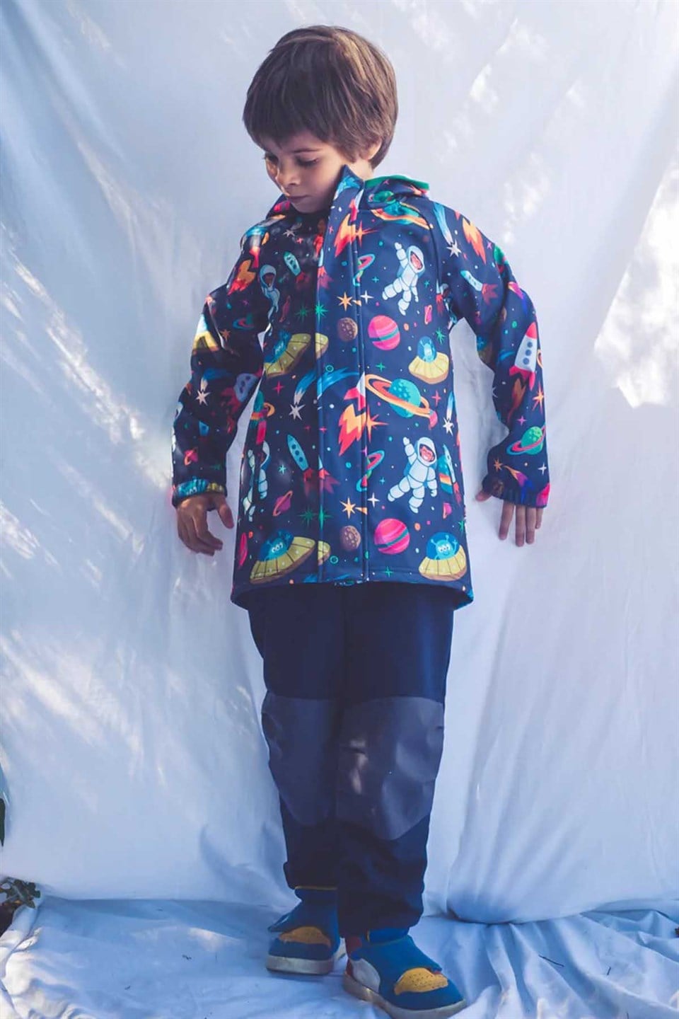 Su İtici Uzay Baskılı Softshell Ceket