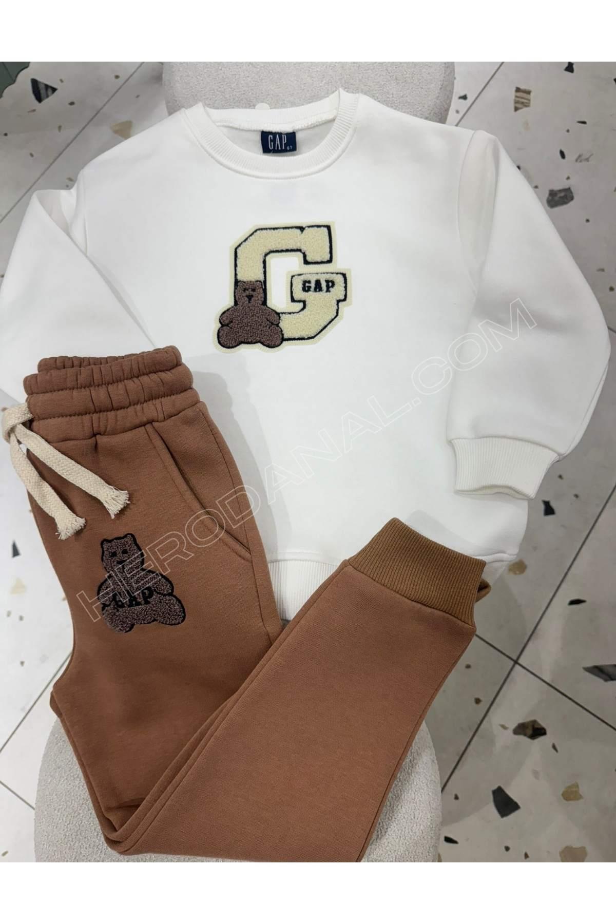 Süzene Nakış Hafif Şardonlu Unisex 2'li Takım - Kahve