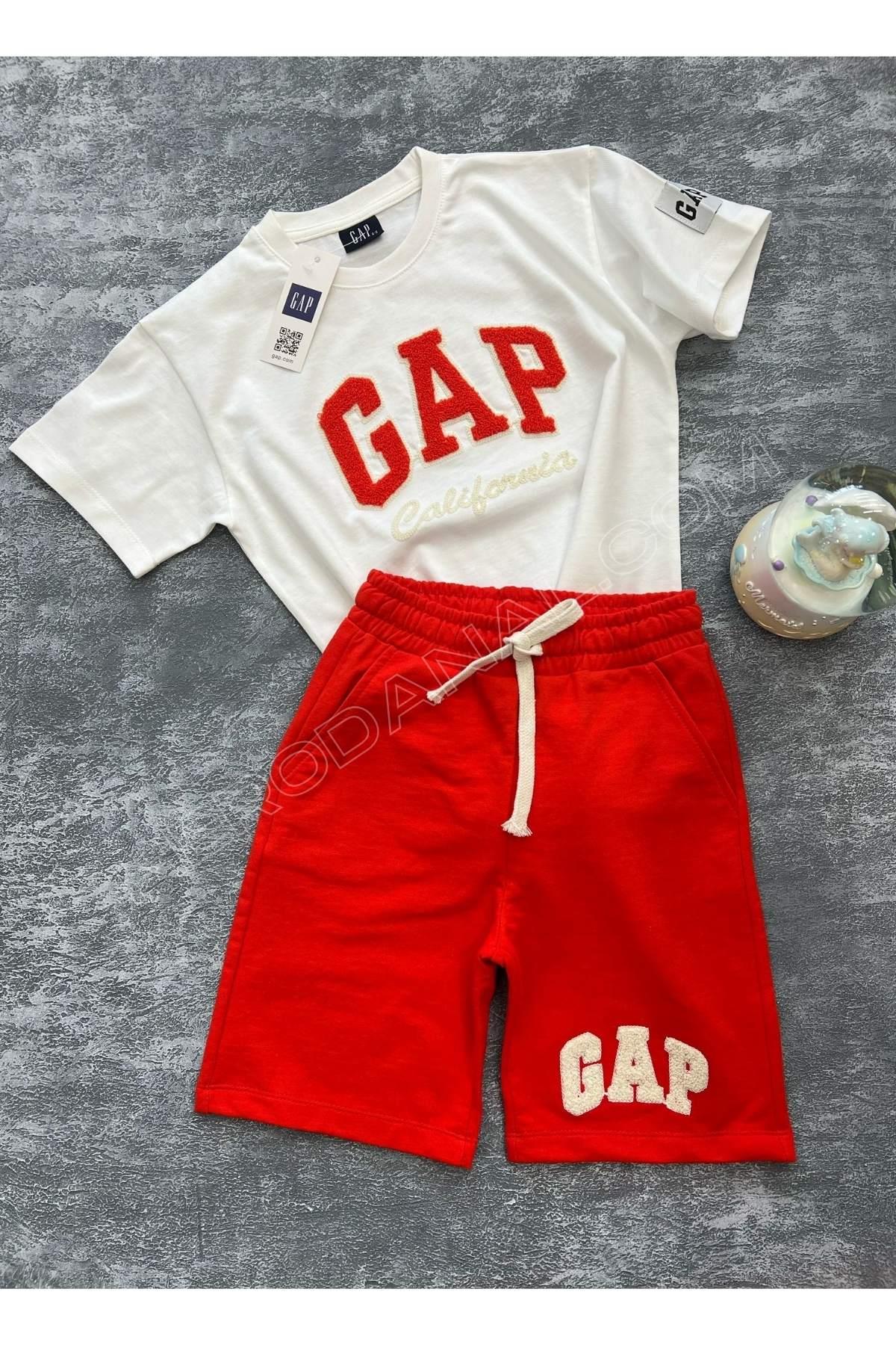 Süzene Nakışlı Unisex Çocuk Şortlu 2'li Takım - Nar Çiçeği