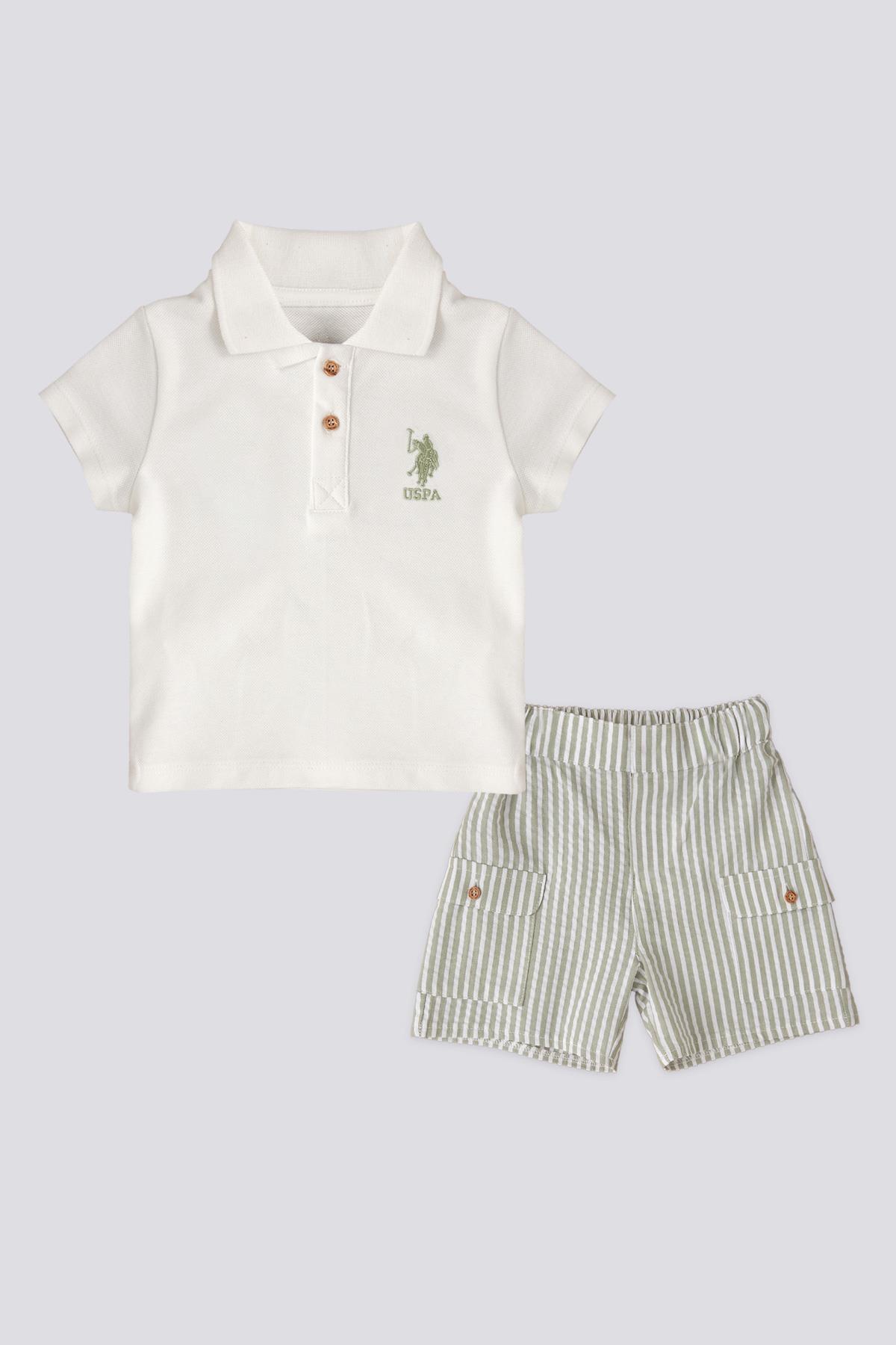 U.S. Polo Assn. Erkek Bebek Pike - 2li Takım - Krem - Açık Haki