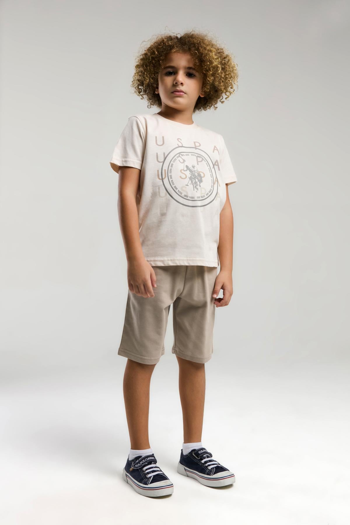 U.S. Polo Assn. Erkek Çocuk Şortlu Takım - Bej