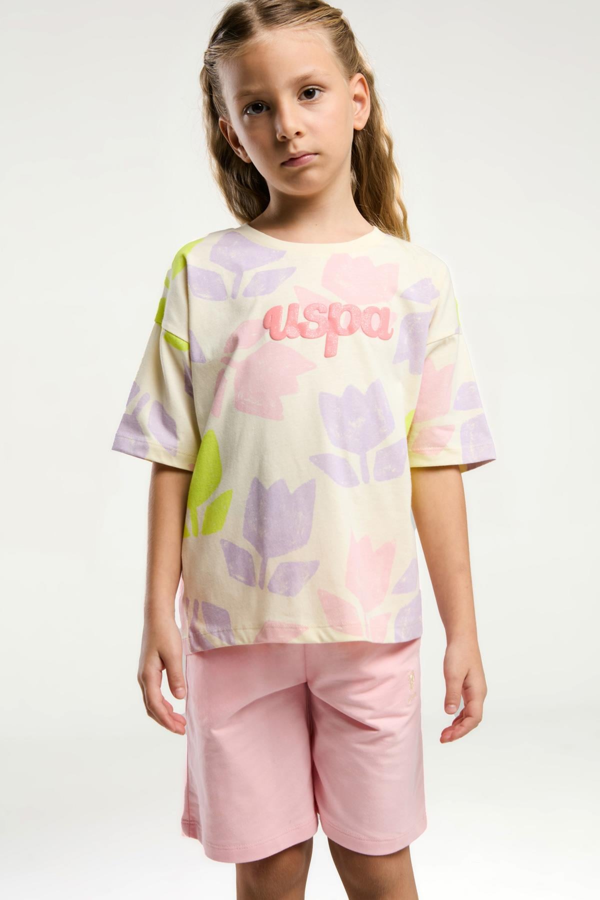 U.S. Polo Assn. Kız Çocuk Şortlu Takım - Lila - Pembe