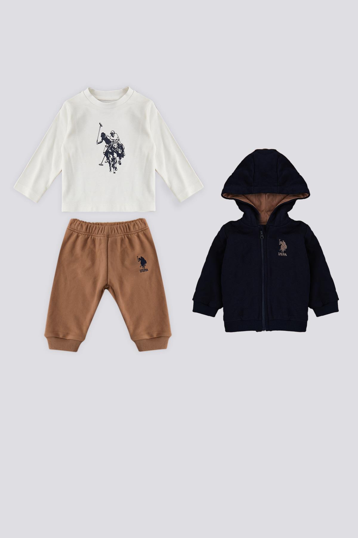 U.S. Polo Assn. Kapşon Hırkalı 3'lü Takım
