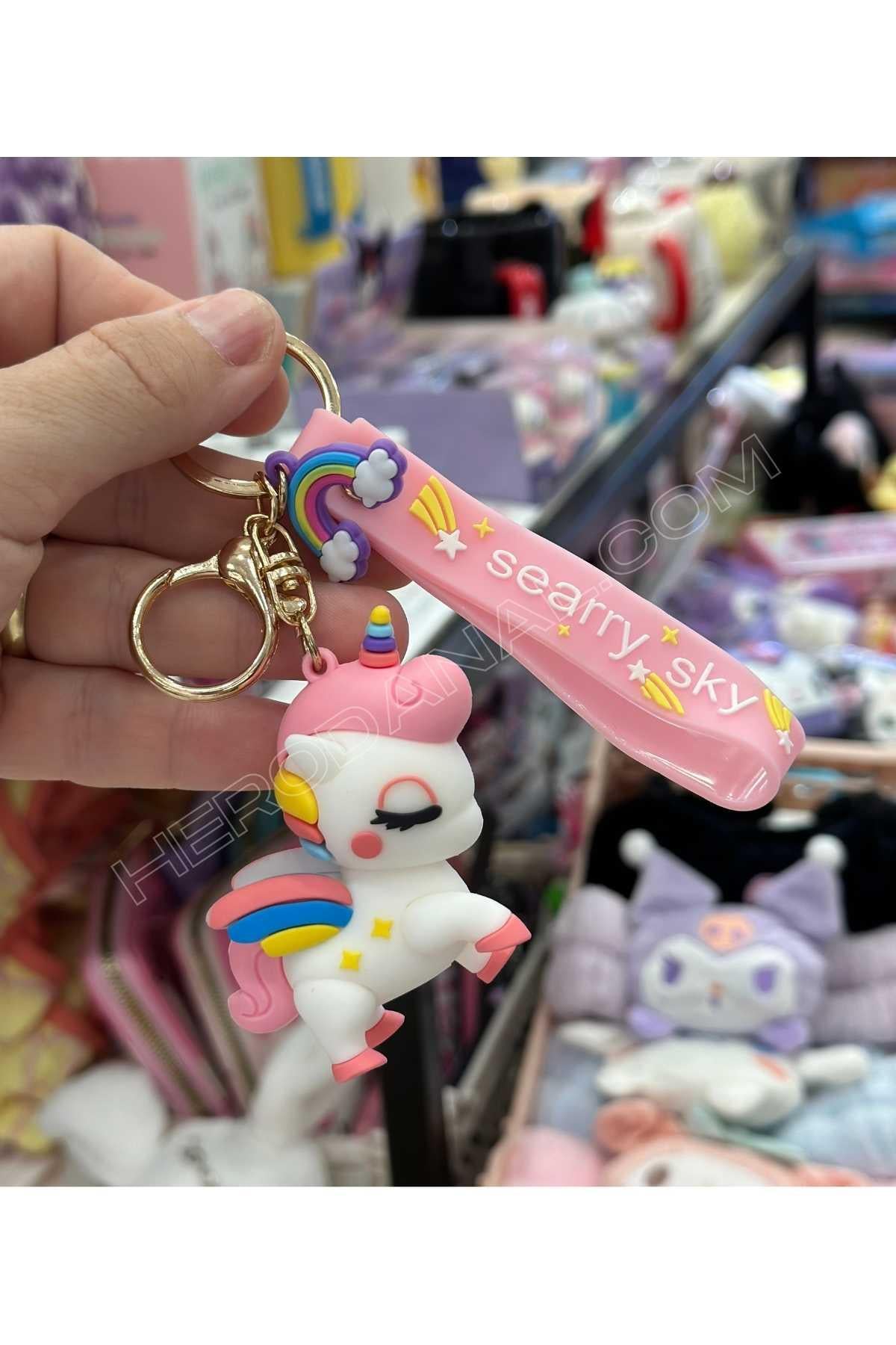 Unicorn İri Boy Silkon Anahtarlık - Beyaz