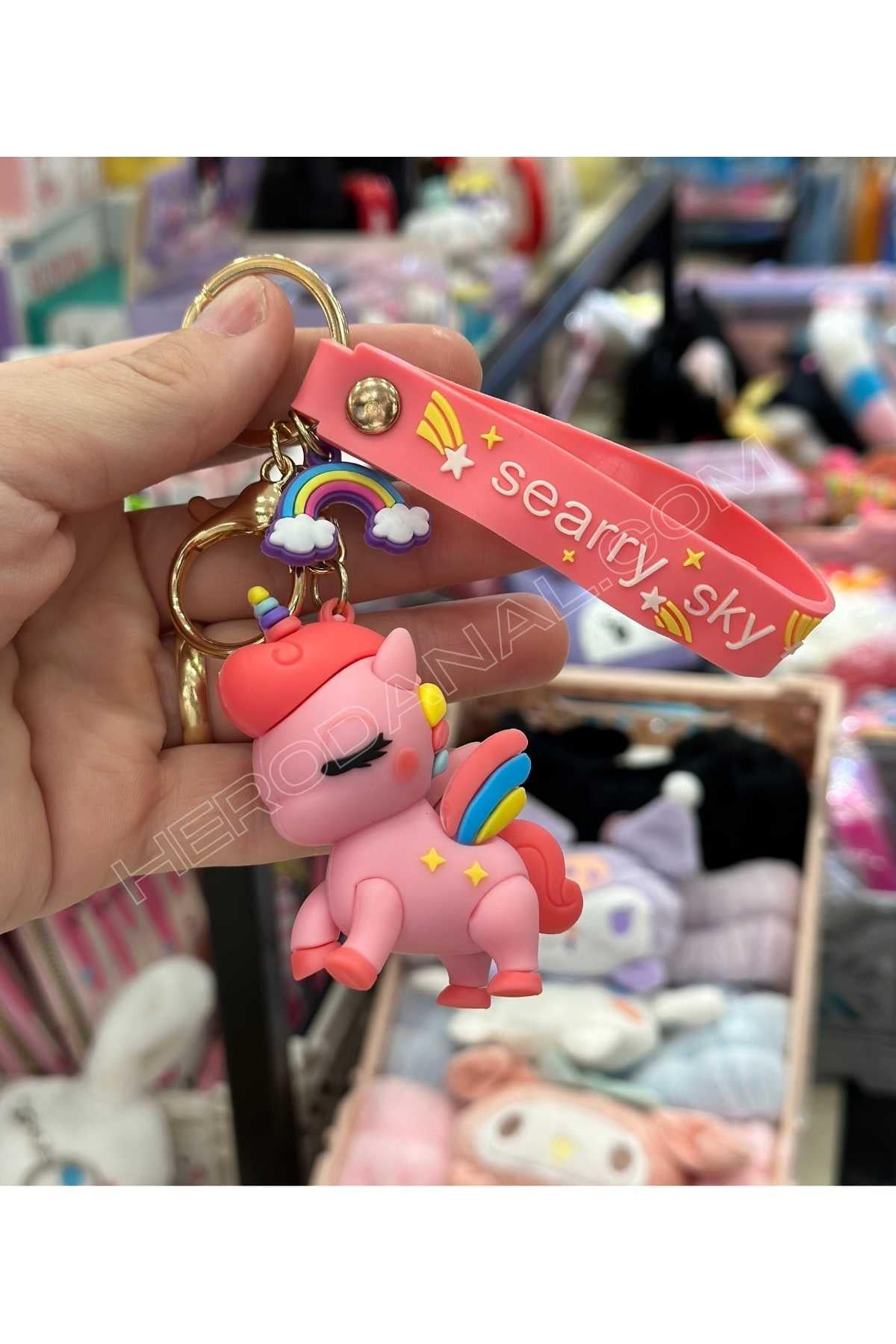 Unicorn İri Boy Silkon Anahtarlık - Pembe