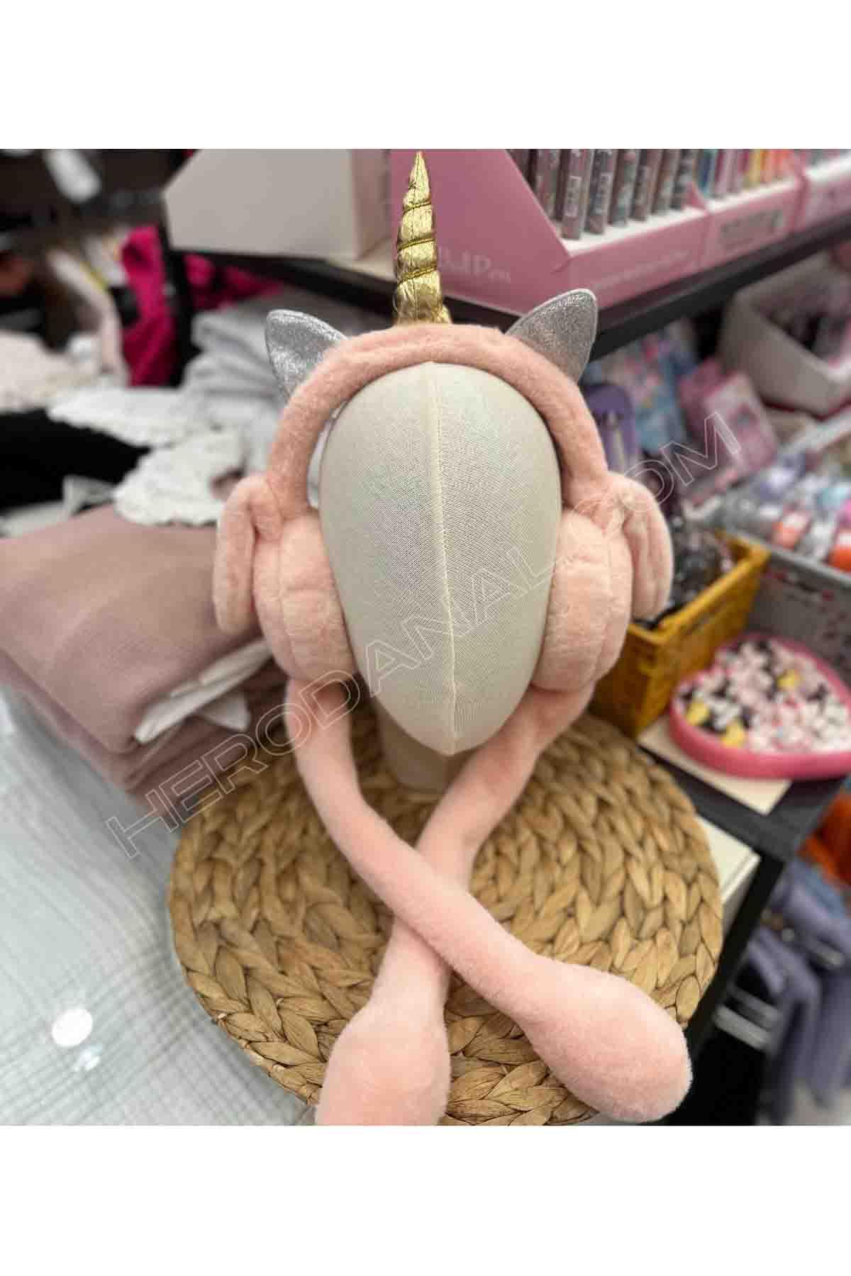 Unicorn Temalı Oynar Sessiz Kulaklık - Pembe