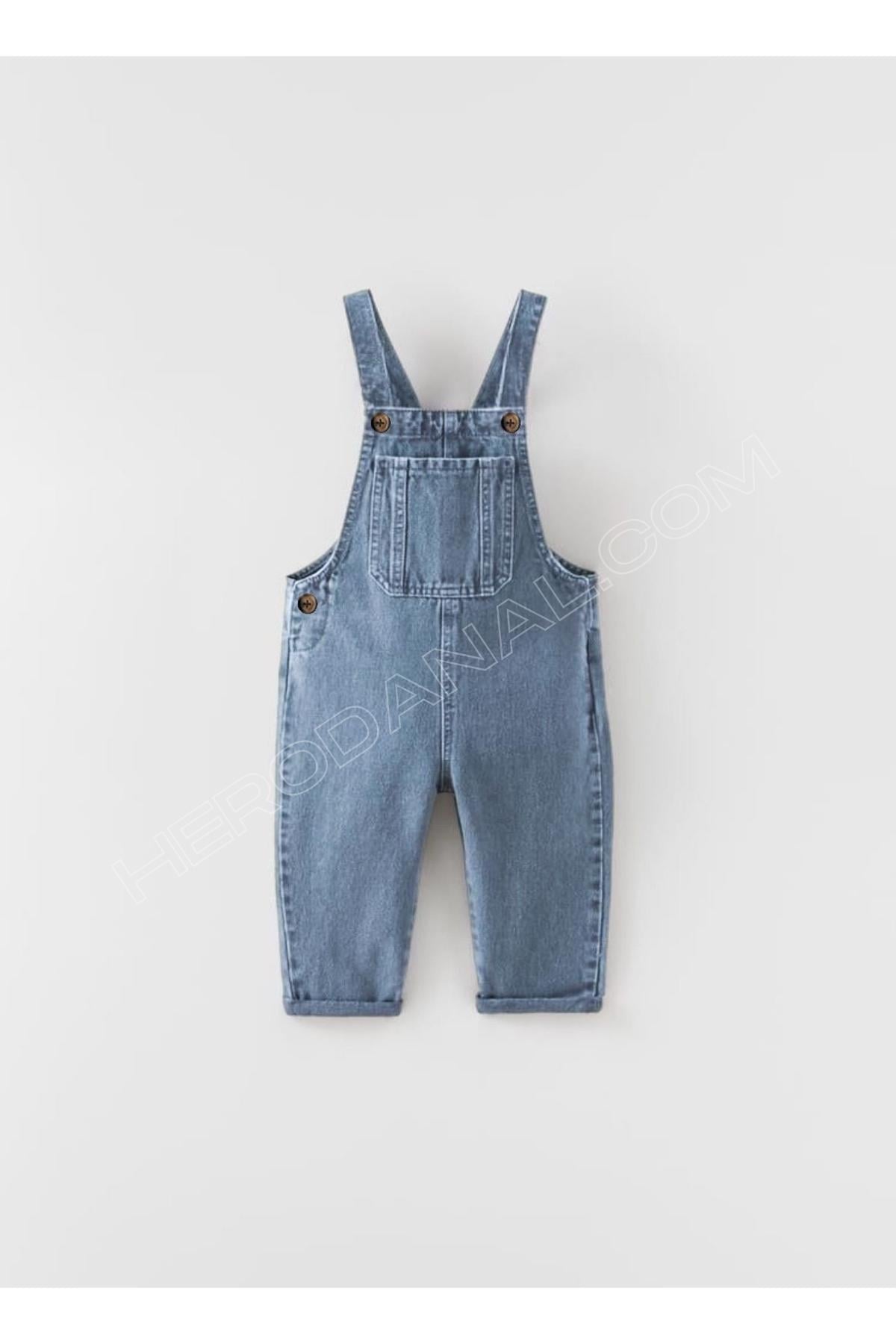 Unisex Çocuk Denim Salopet - Mavi