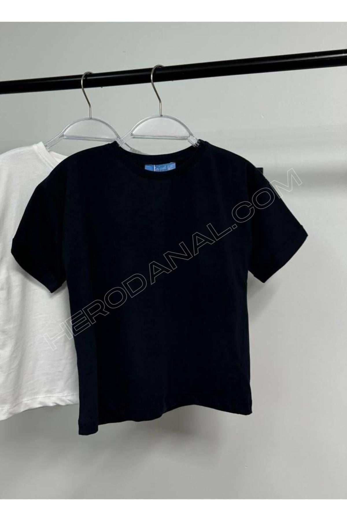 Unisex Çocuk Owersize Basic T-shırt - Lacivert