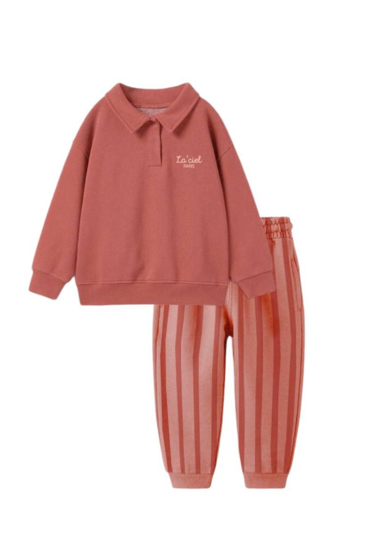 Yaka Düğmeli Çocuk 2'li Takım - Kremit