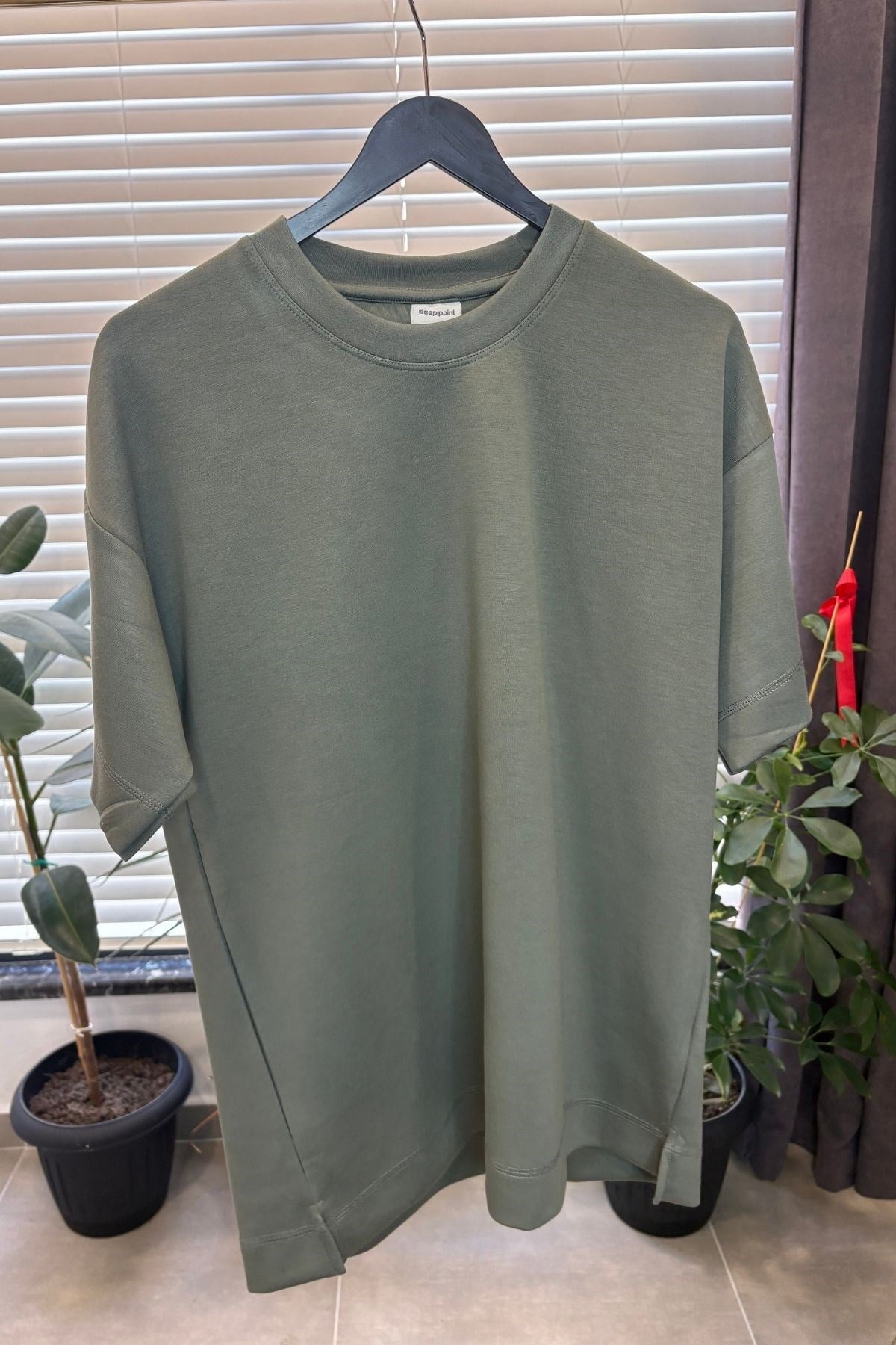 Yetişkin Erkek Düz Oversize Tshirt - Yeşil