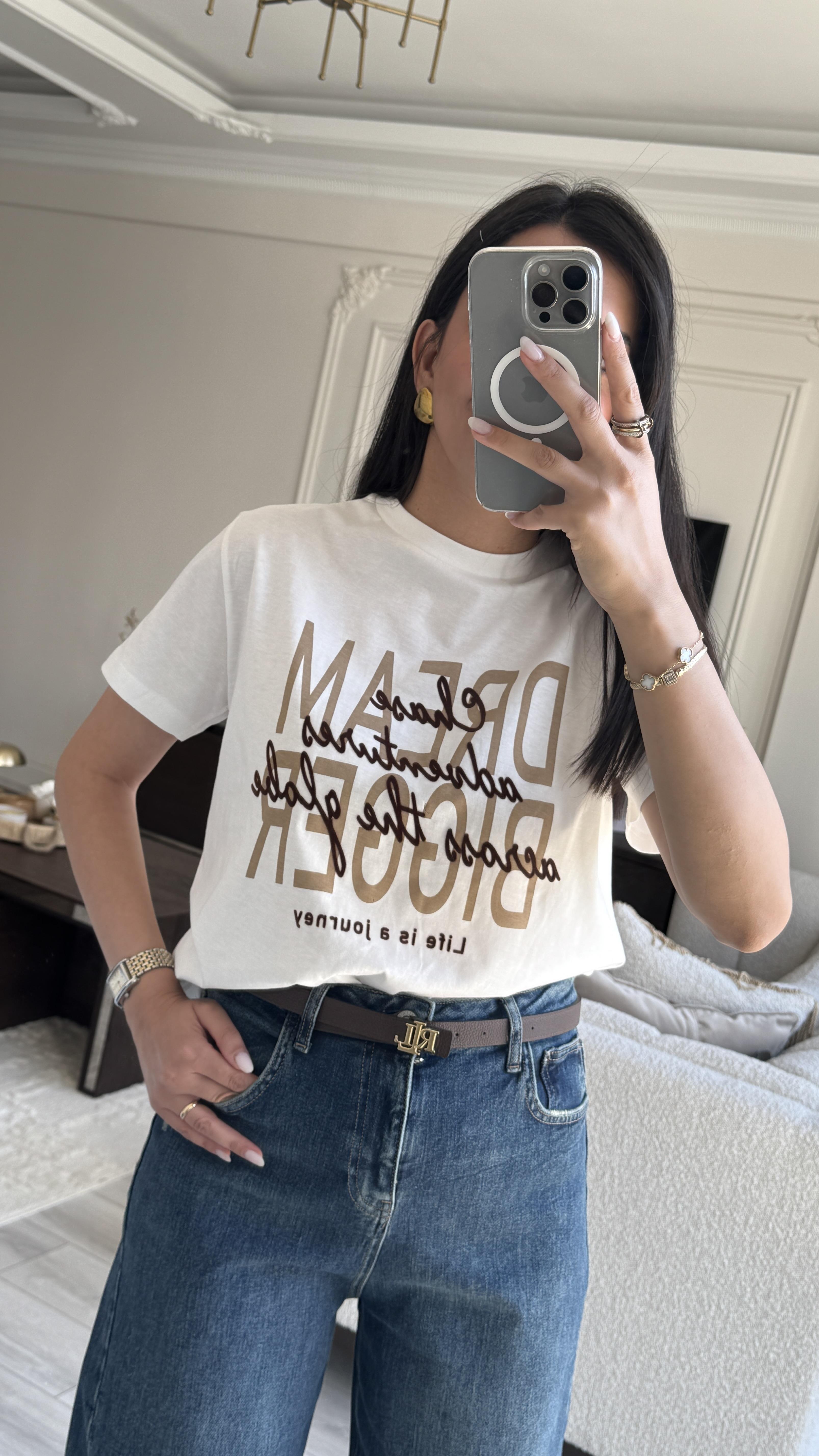 Baskılı Kahve Desenli Tshirt