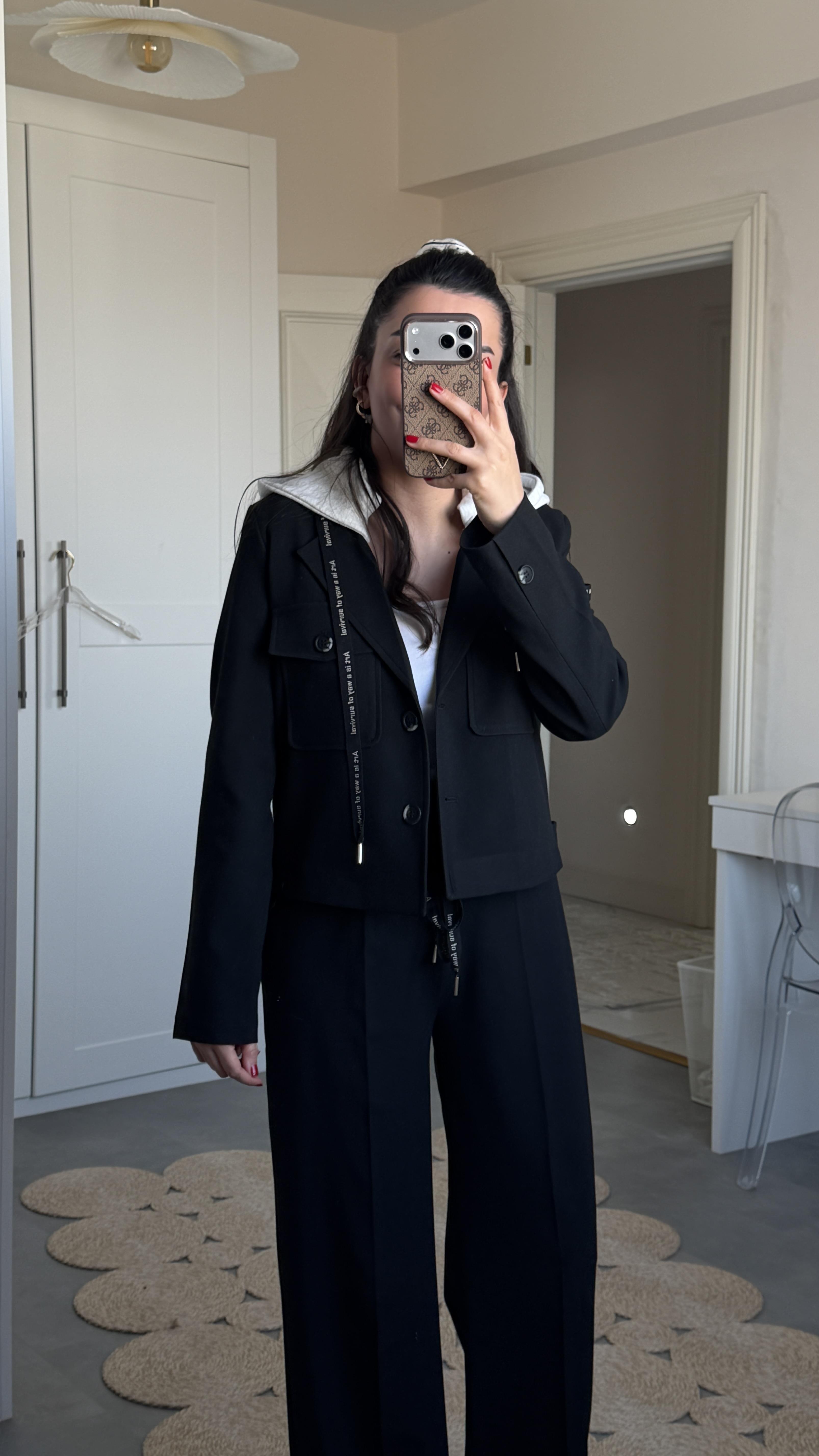 Ceket - Palazzo Pantolon Takımı Siyah