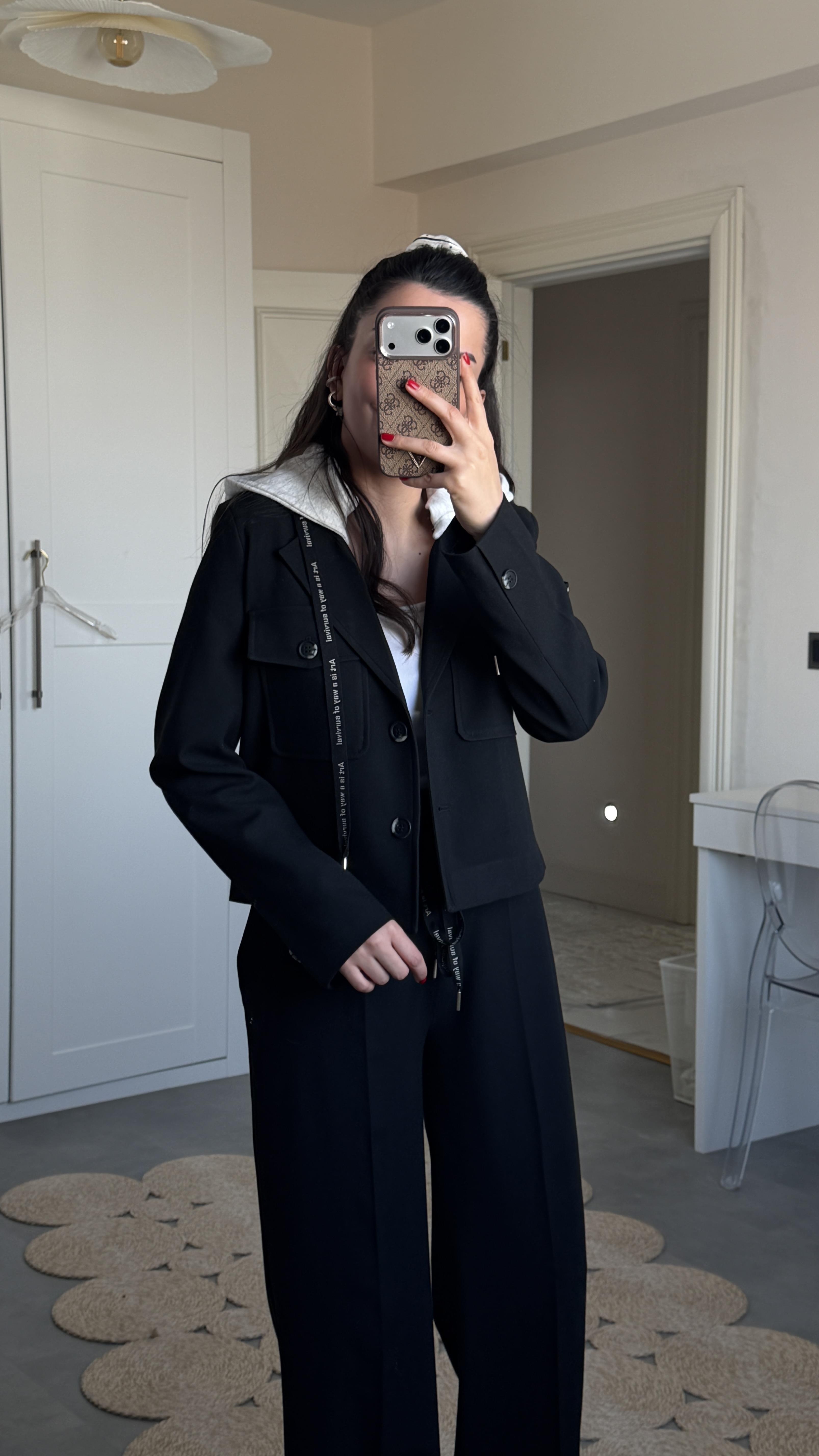 Ceket - Palazzo Pantolon Takımı Siyah