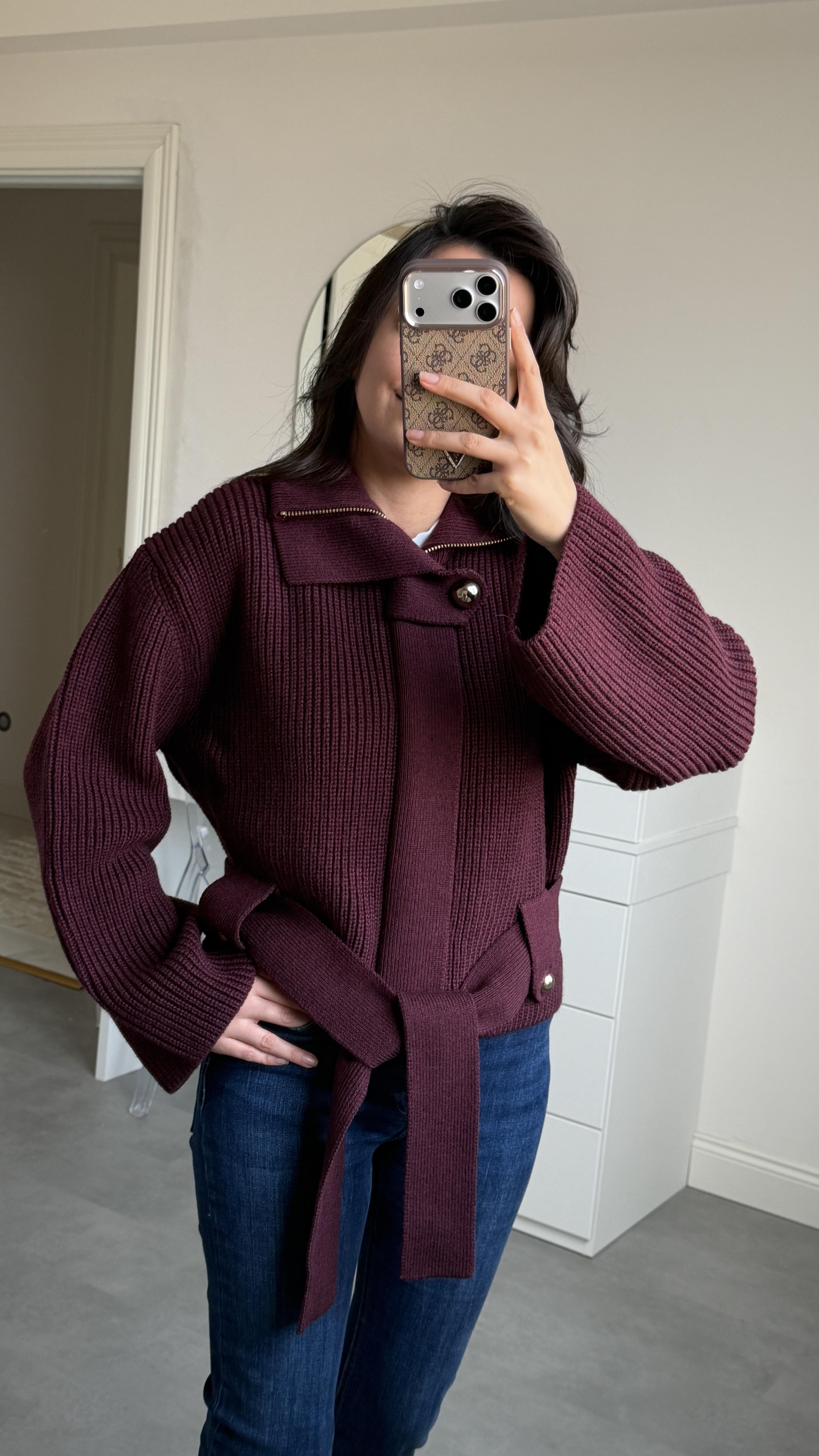 Dilvin Bordo Hırka & Mont 