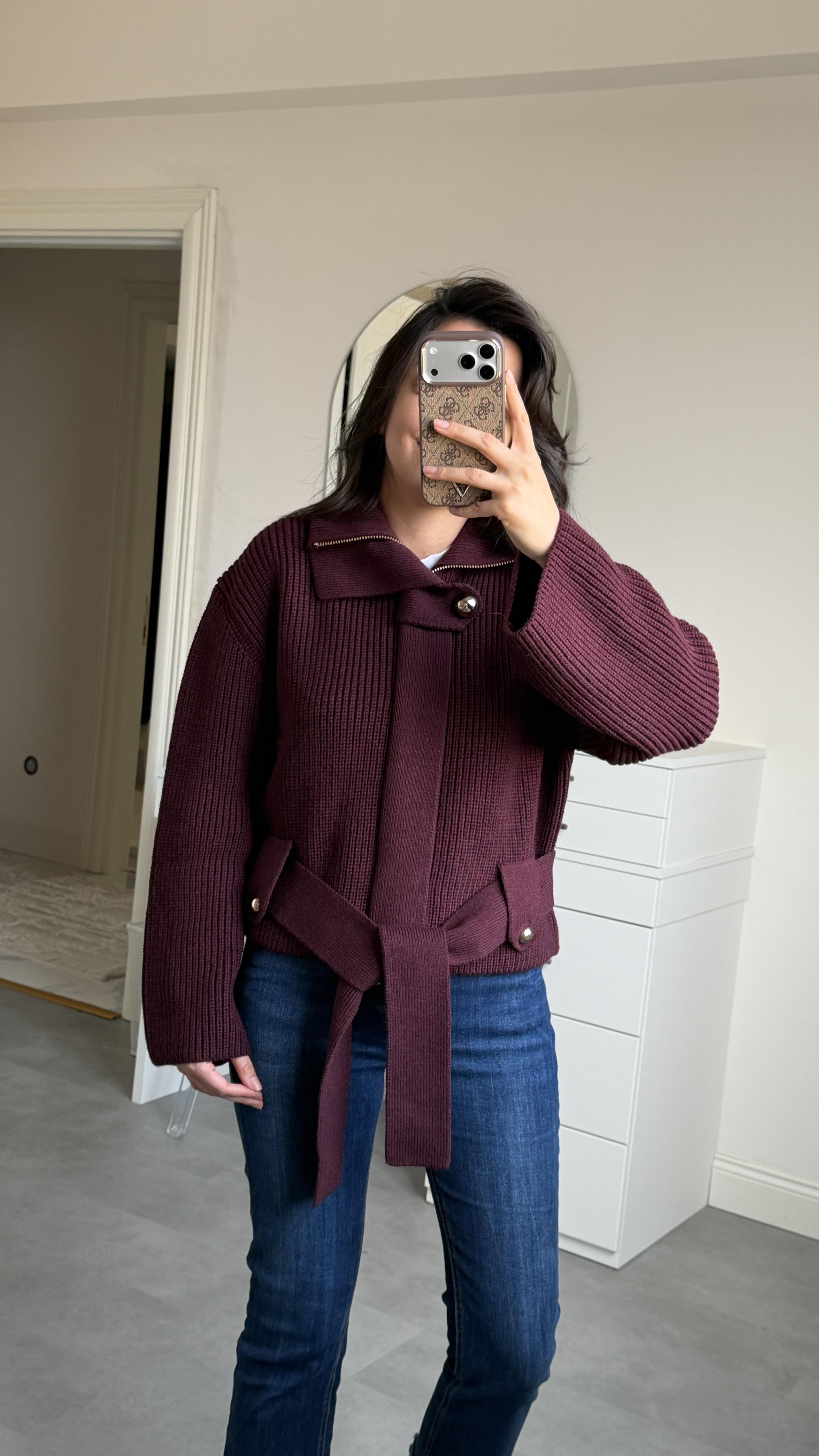 Dilvin Bordo Hırka & Mont 