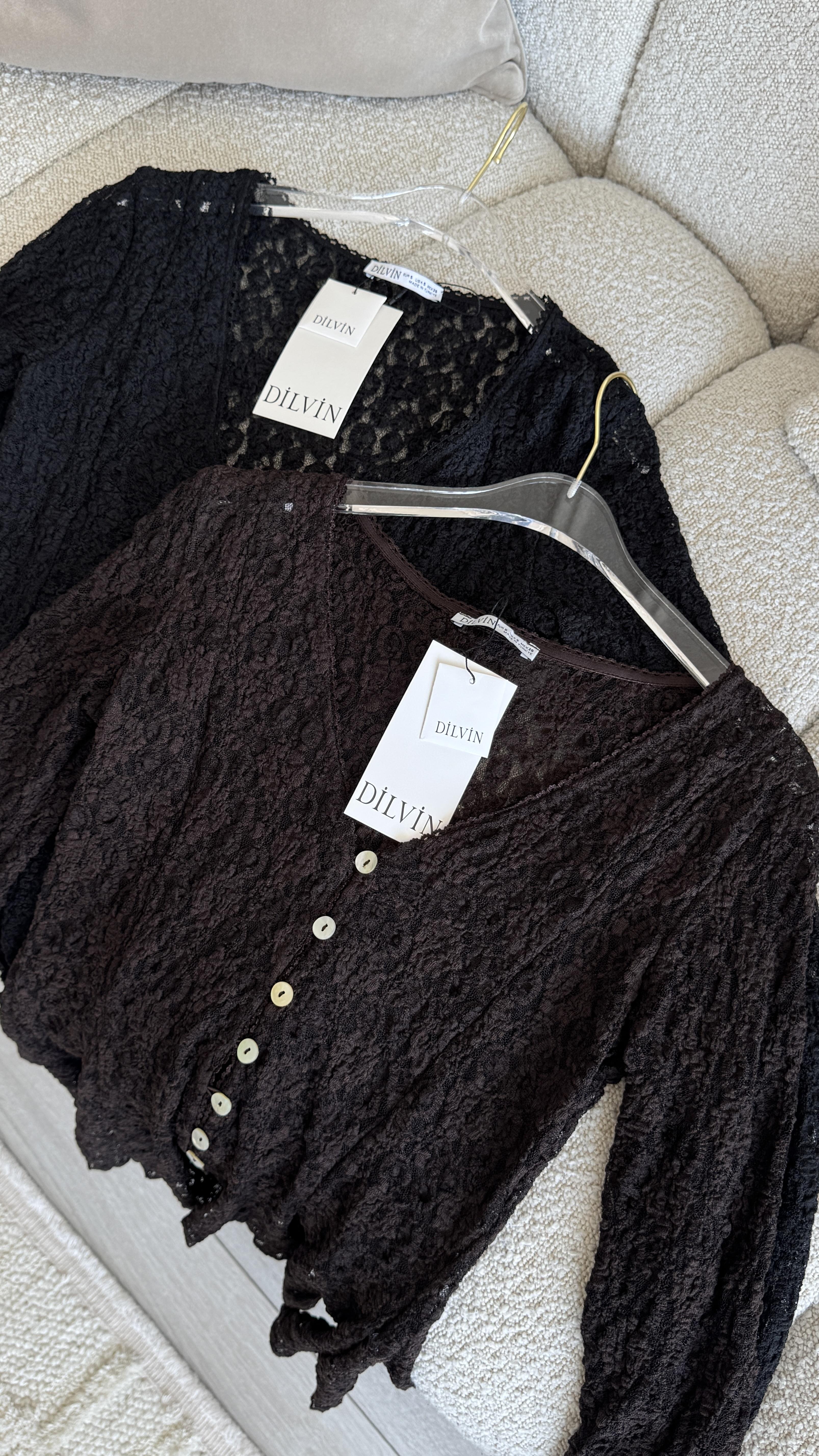 Dilvin Dantelli Verev Bluz - Siyah