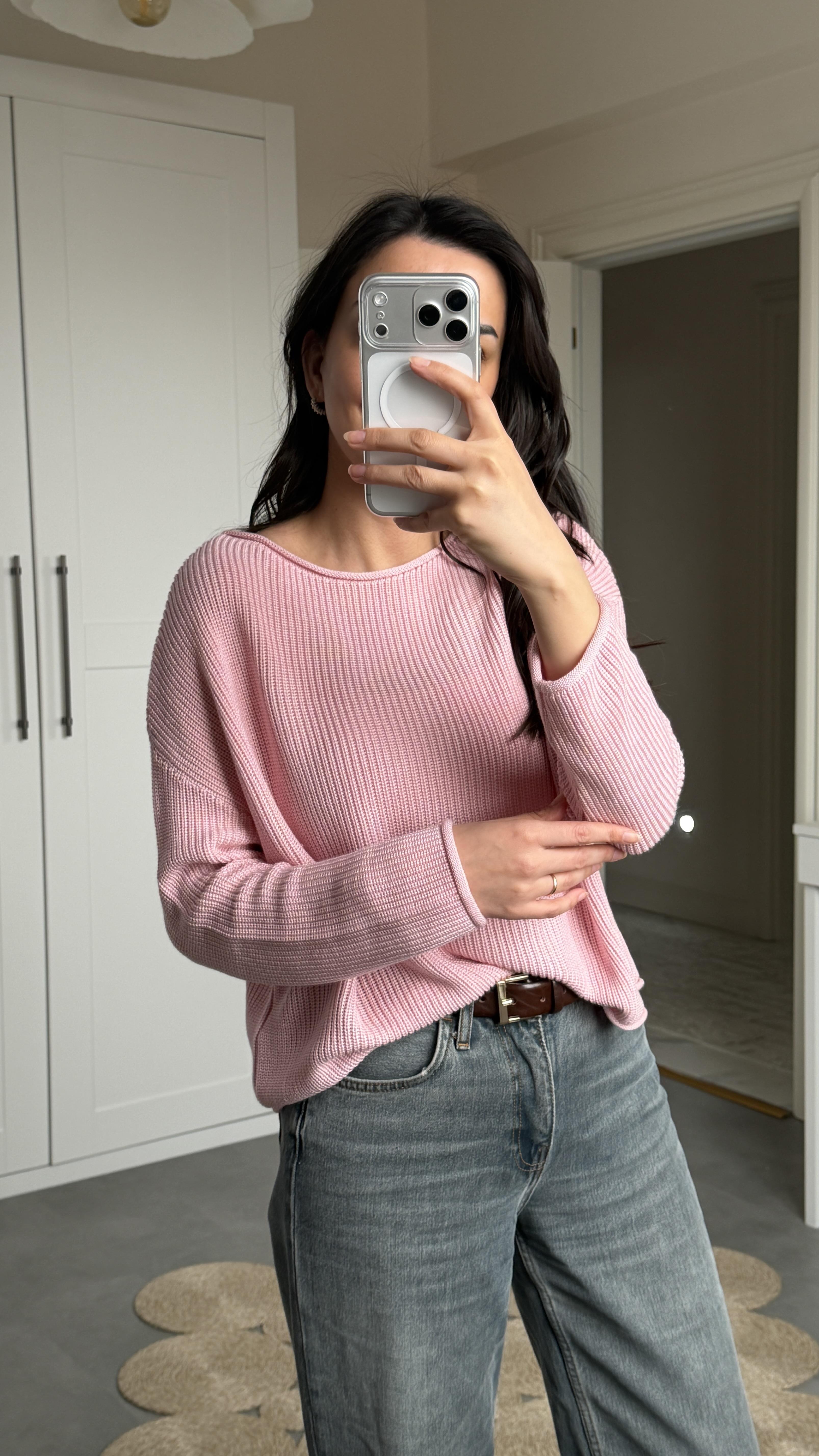 Dilvin Pembe Oversize Triko 