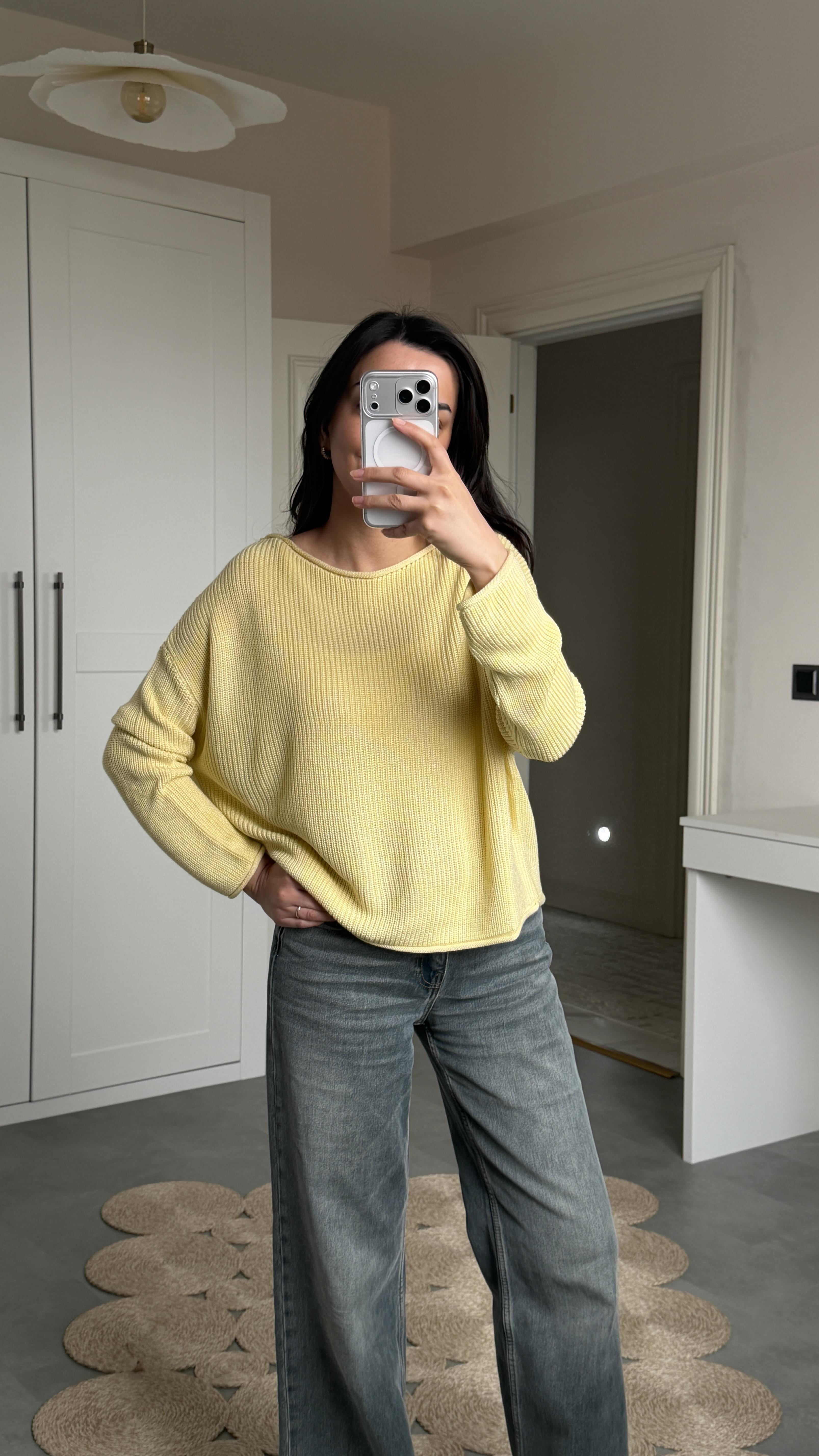 Dilvin Sarı Oversize Triko 