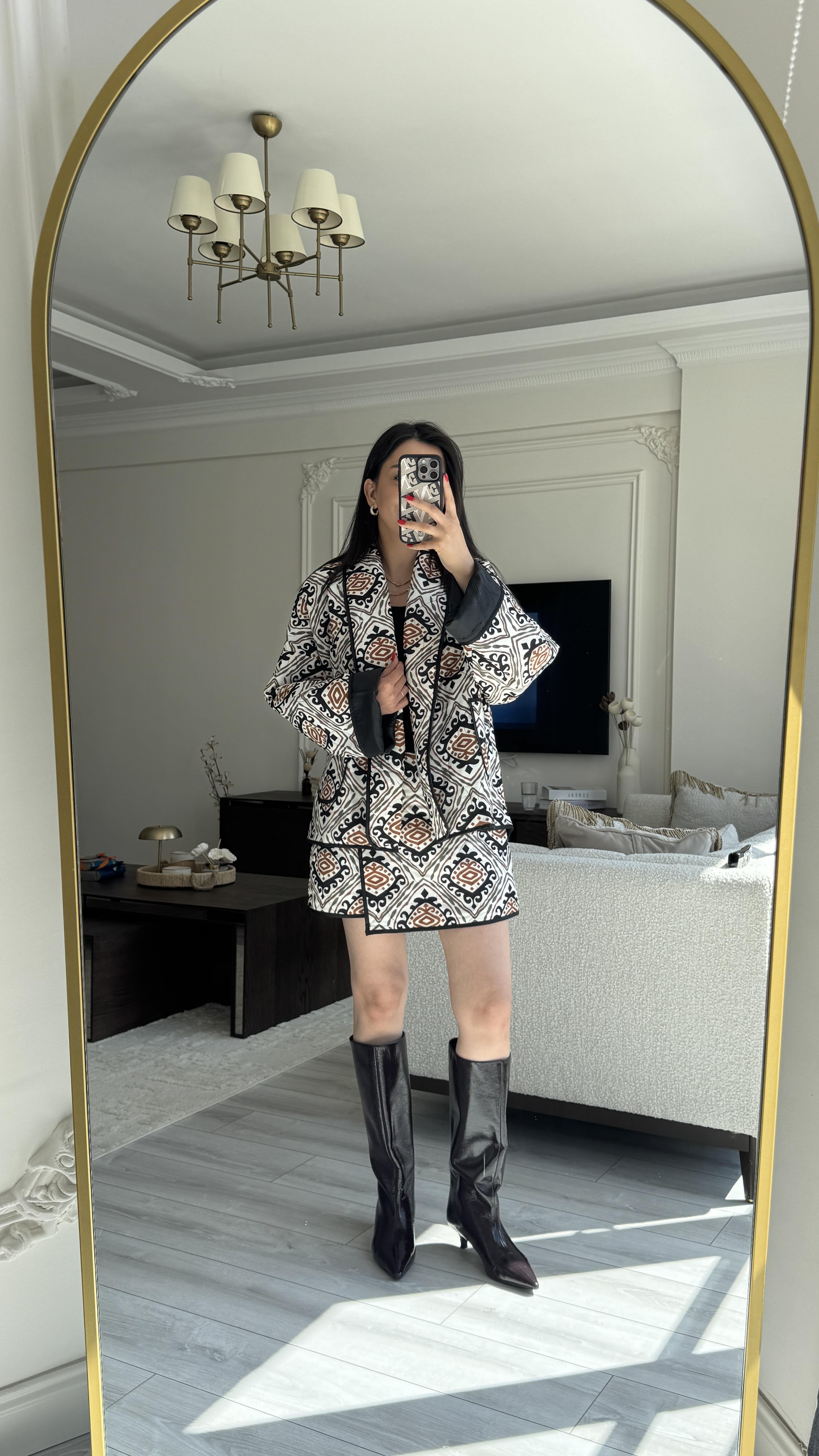 Etnik Desen Şort Etekli Takım 