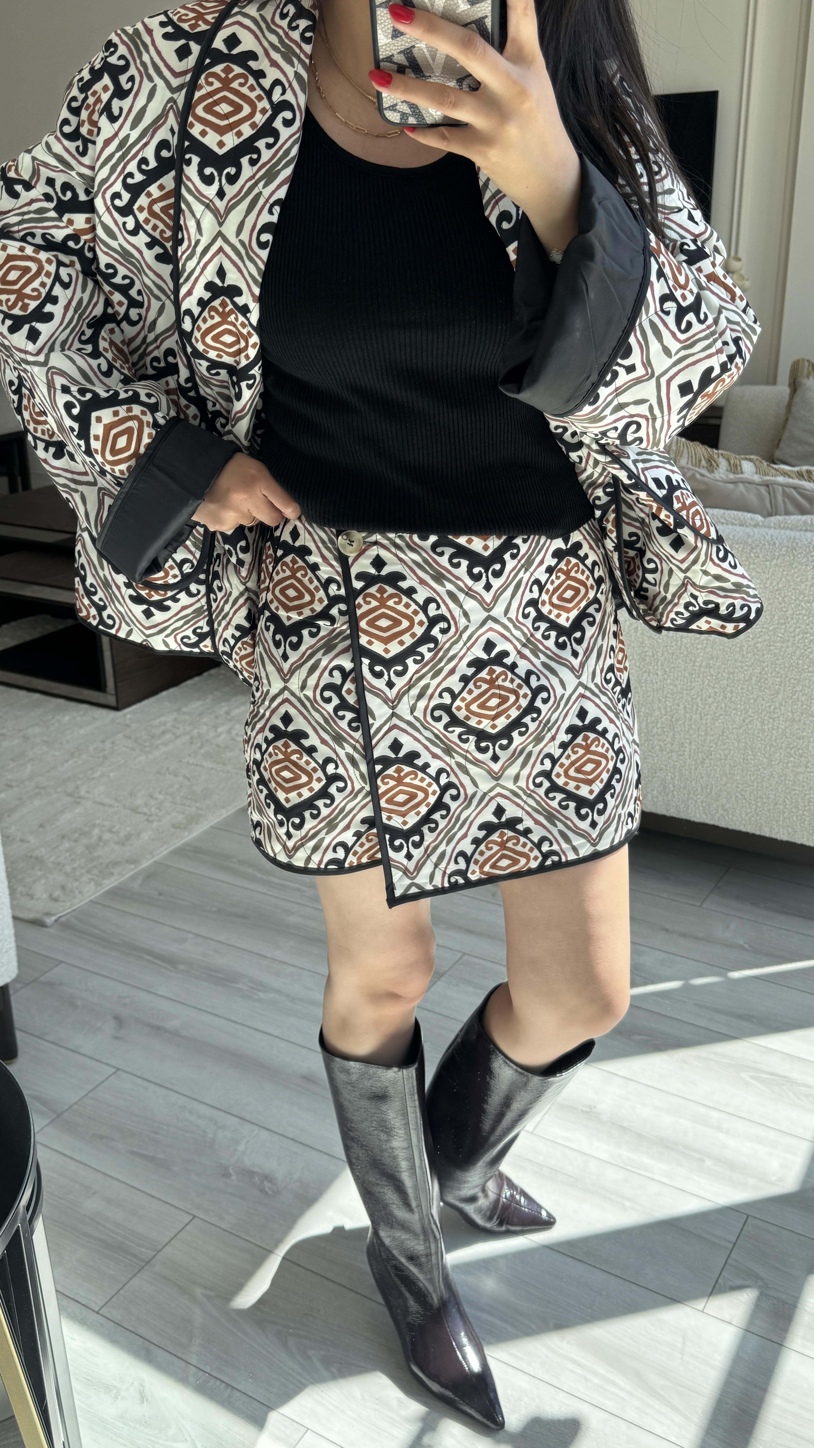 Etnik Desen Şort Etekli Takım 